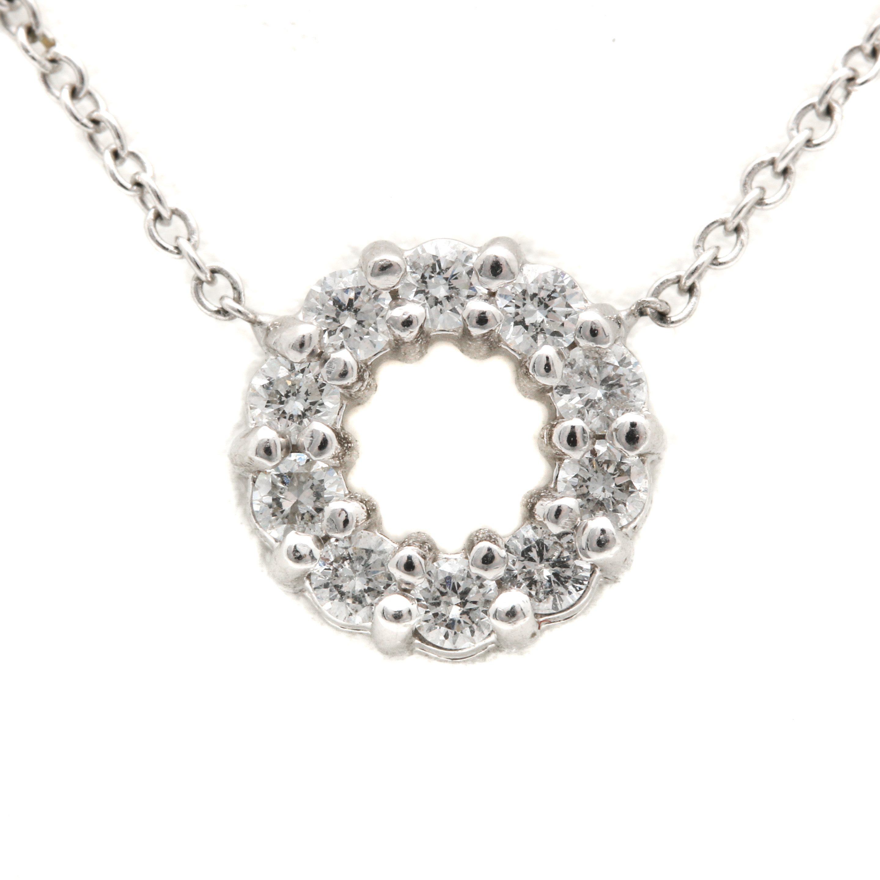 14K White Gold Diamond Circle Necklace