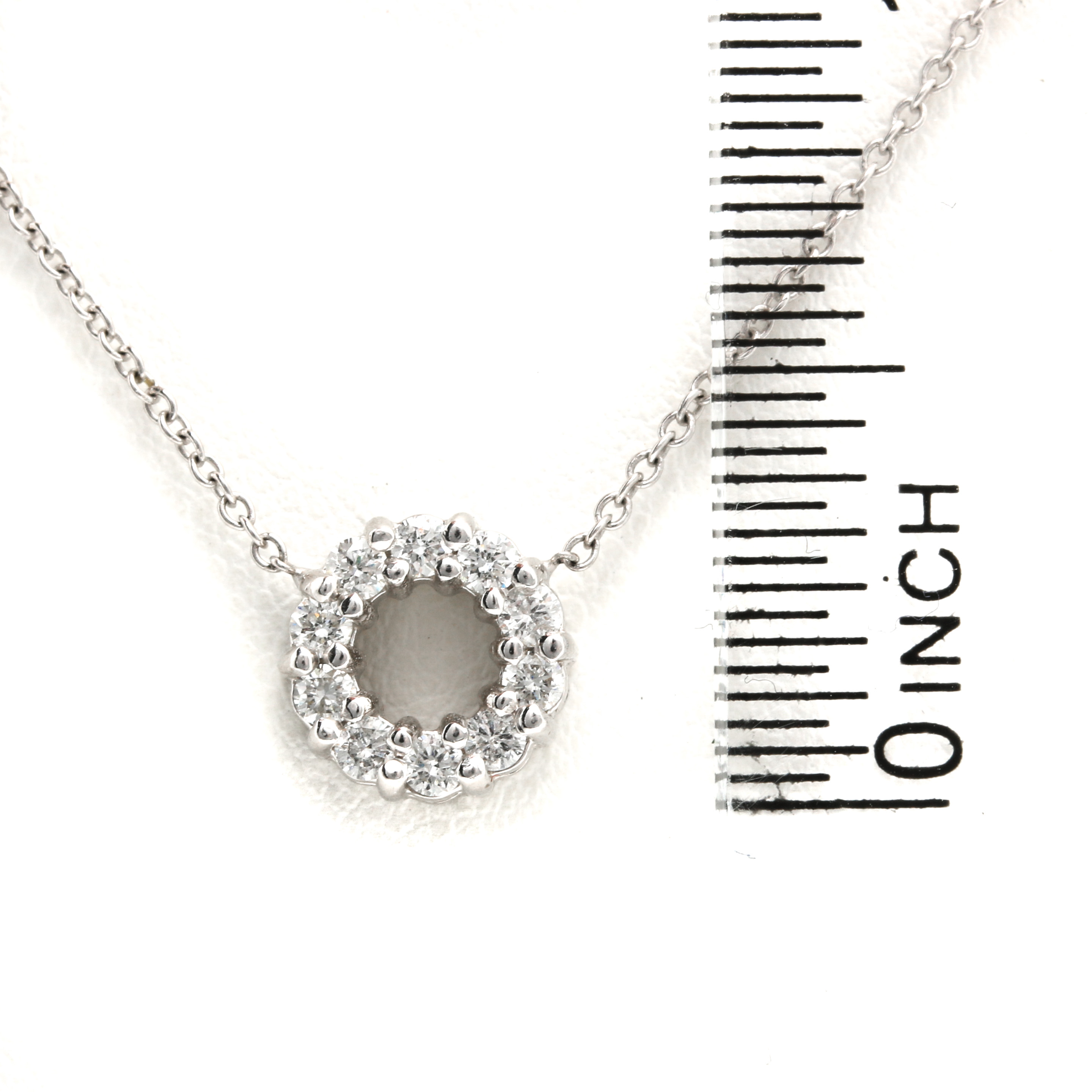 14K White Gold Diamond Circle Necklace