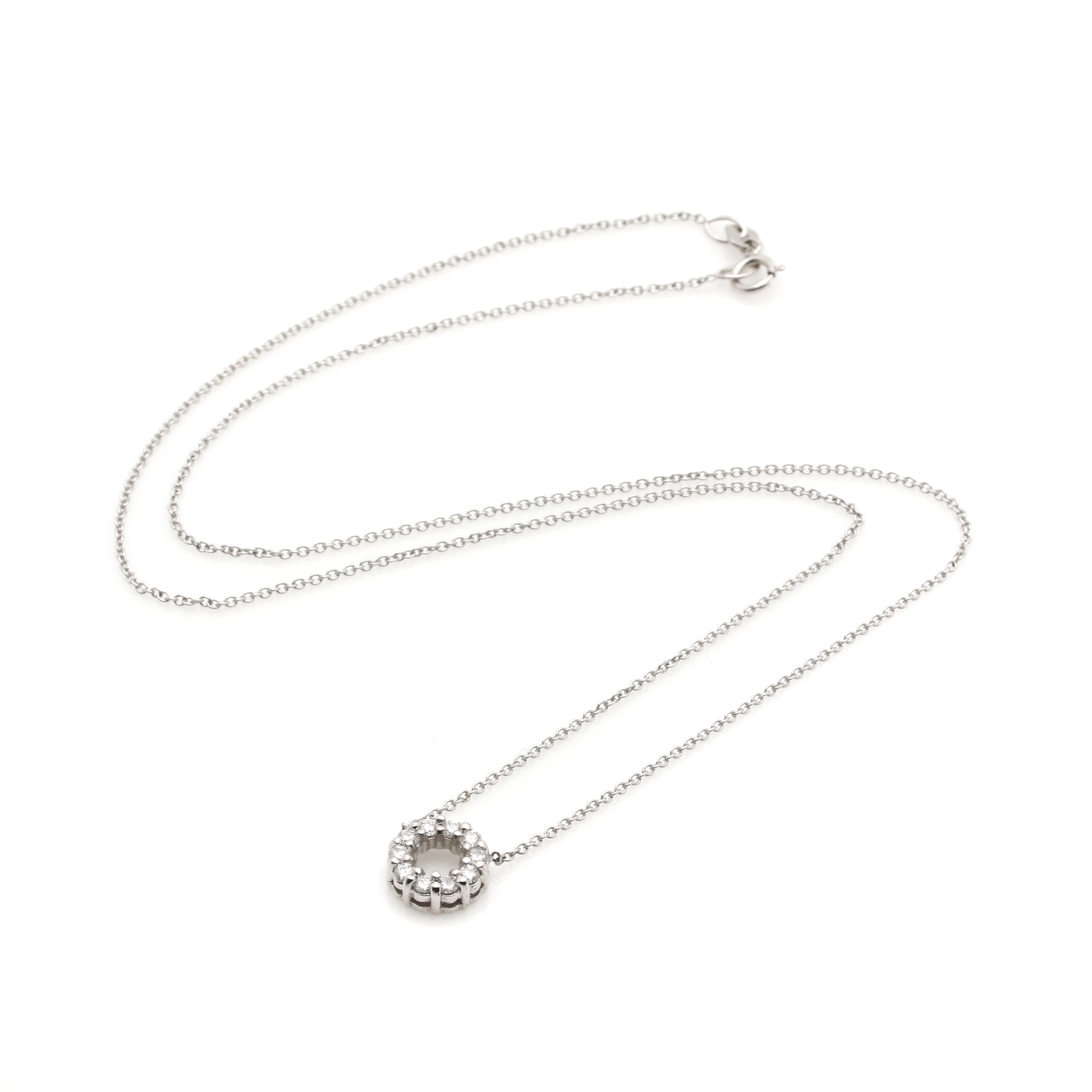 14K White Gold Diamond Circle Necklace