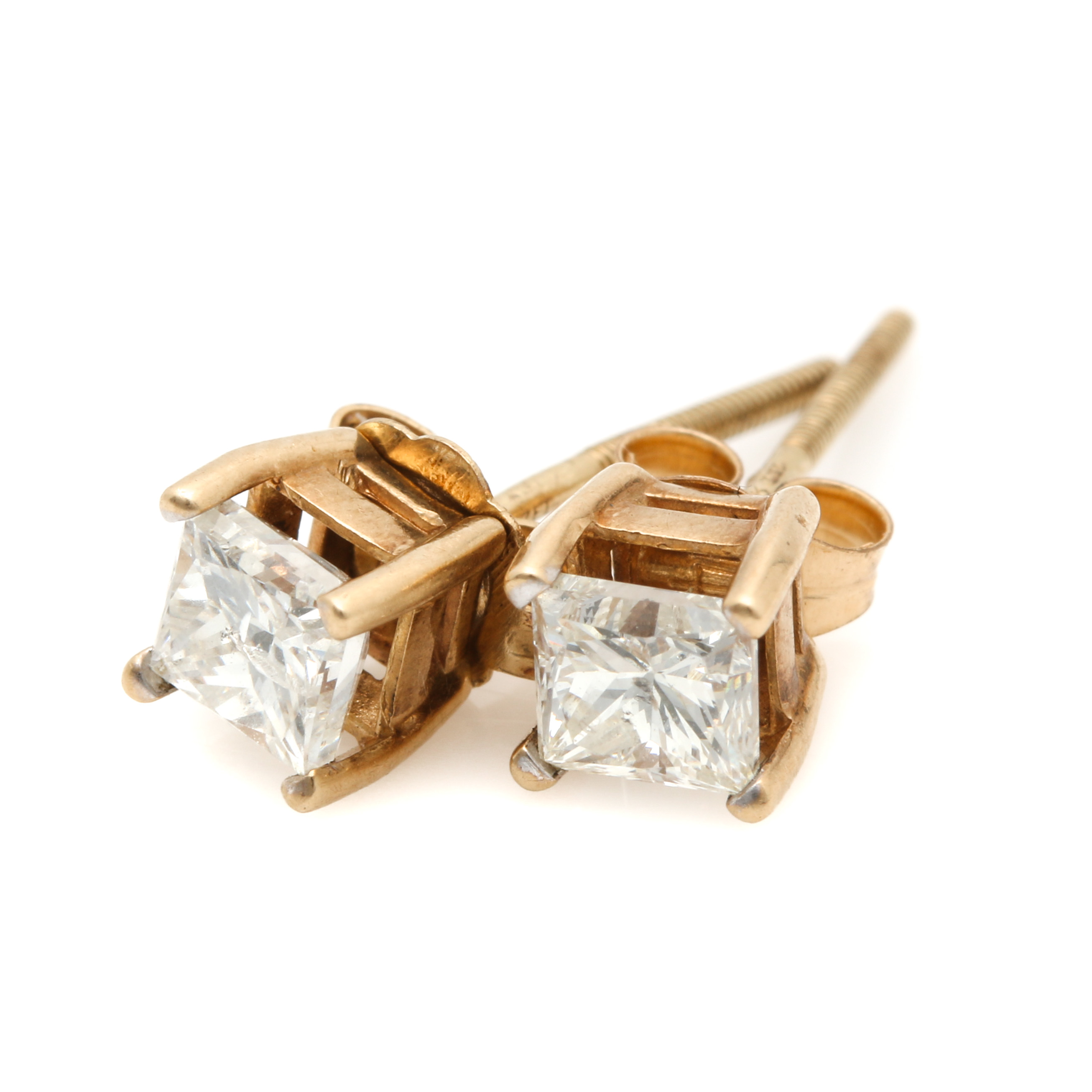 14K Yellow Gold Diamond Stud Earrings | EBTH