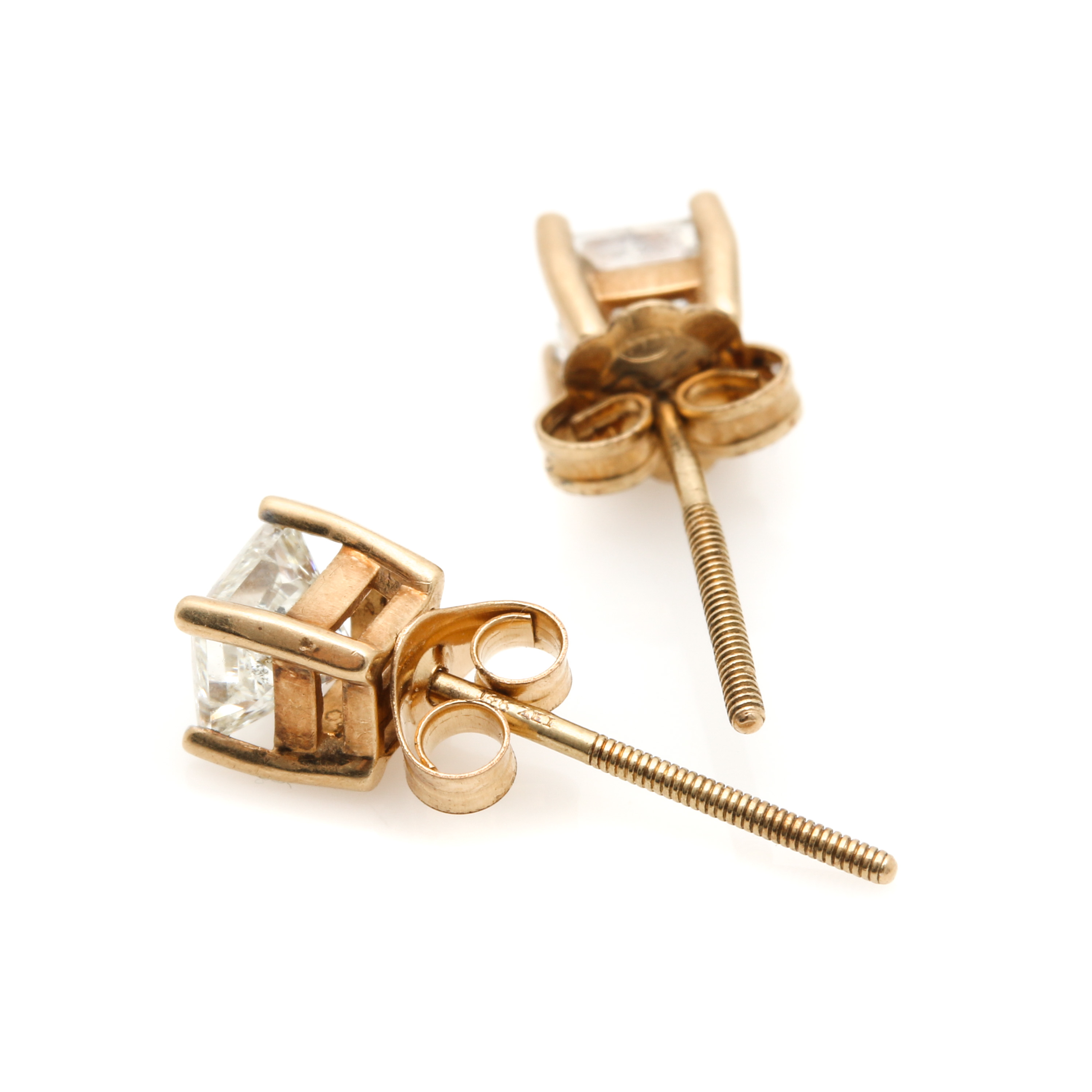 14K Yellow Gold Diamond Stud Earrings