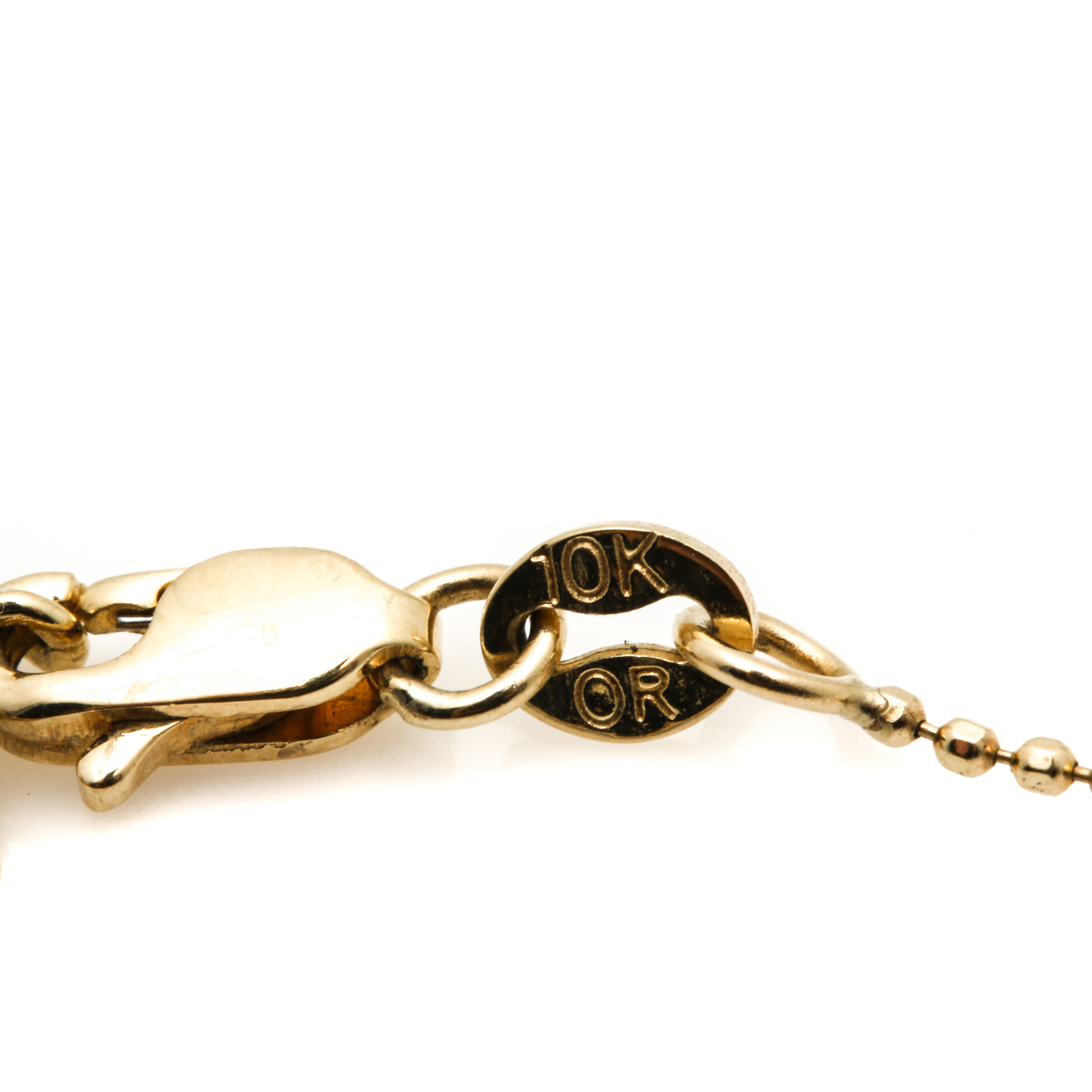 10K Yellow and White Gold Beaded Openwork Necklace