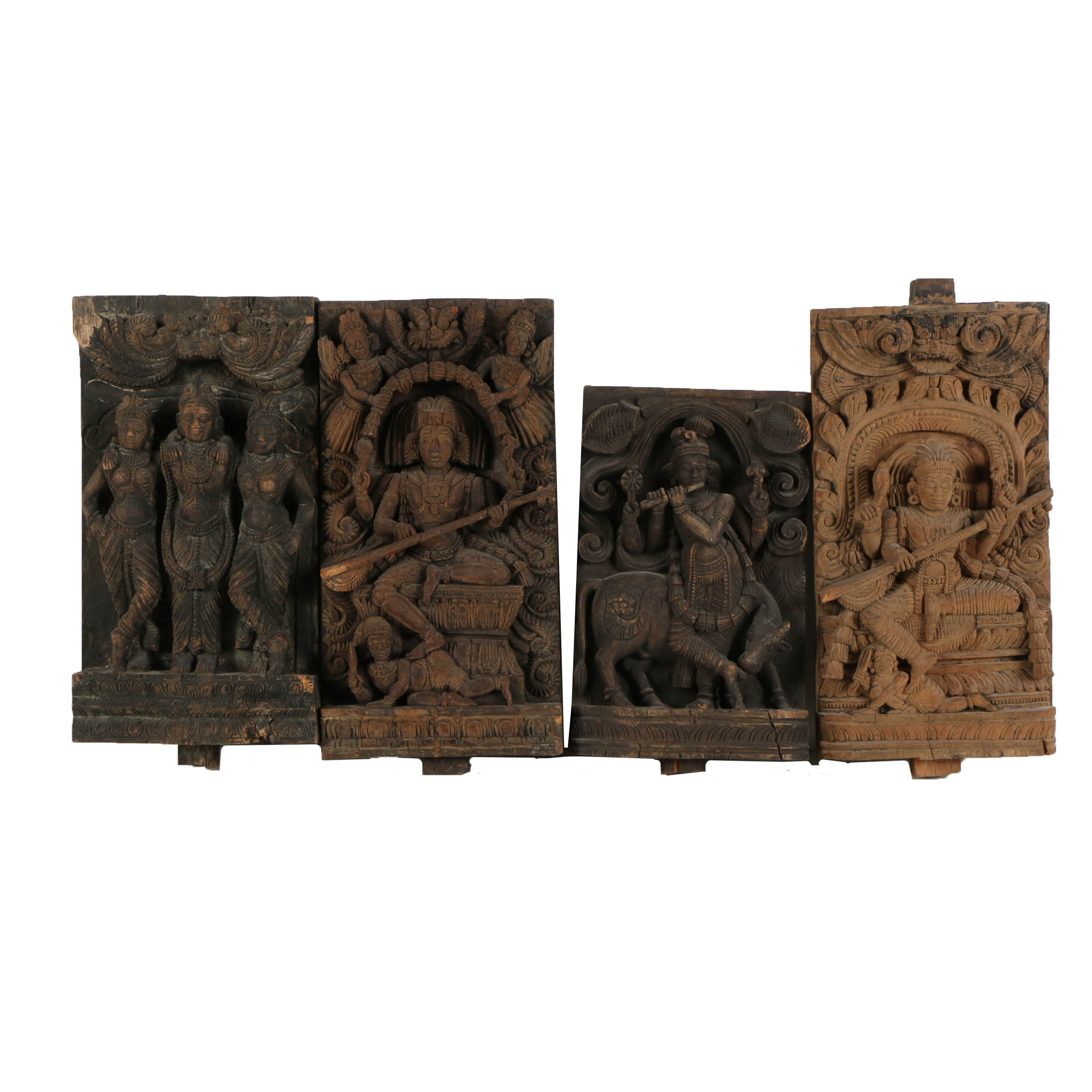 South Indian Hindu Wooden Relief Carvings