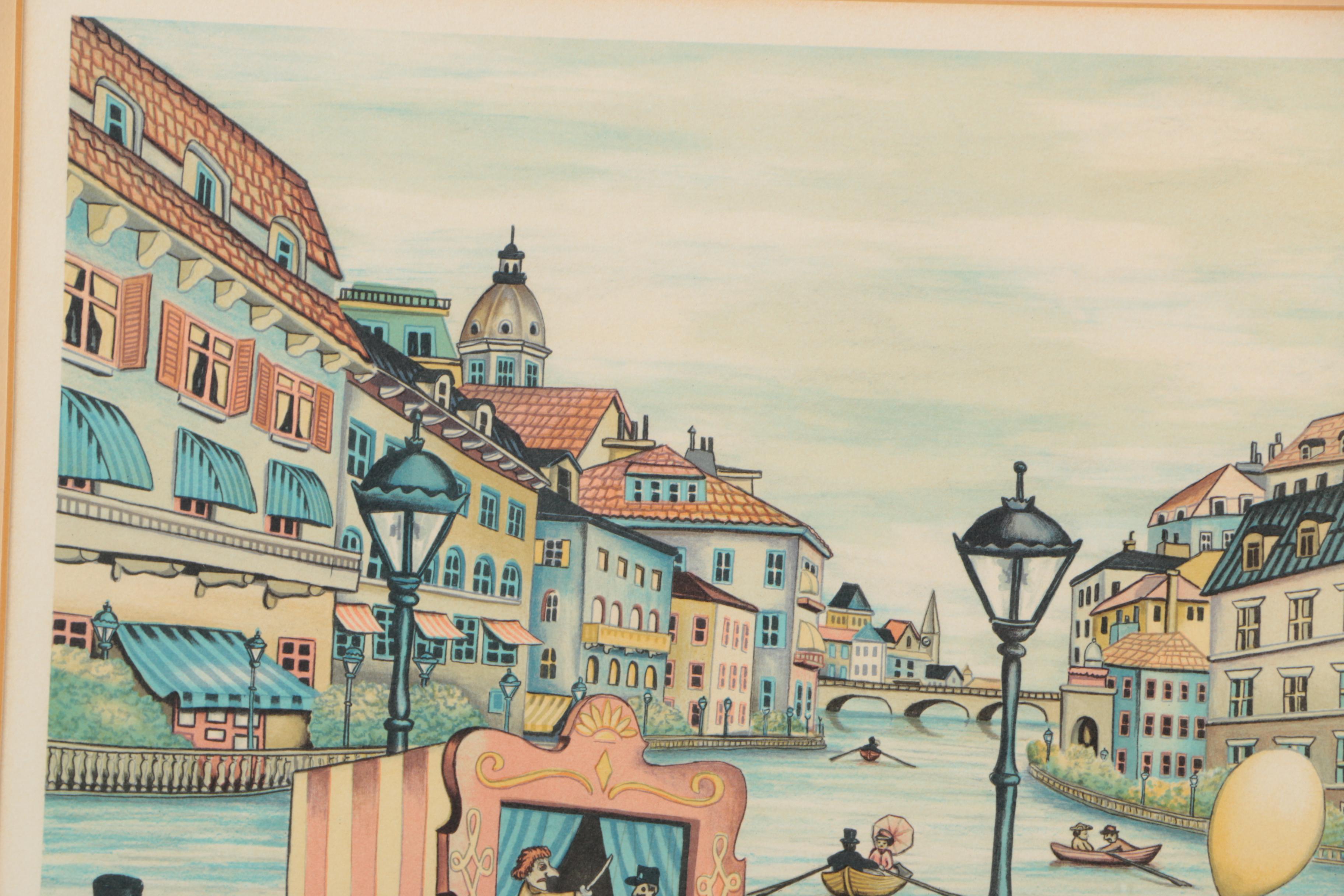 Ari Gradus Artist's Proof Color Lithograph "Puppet Show"