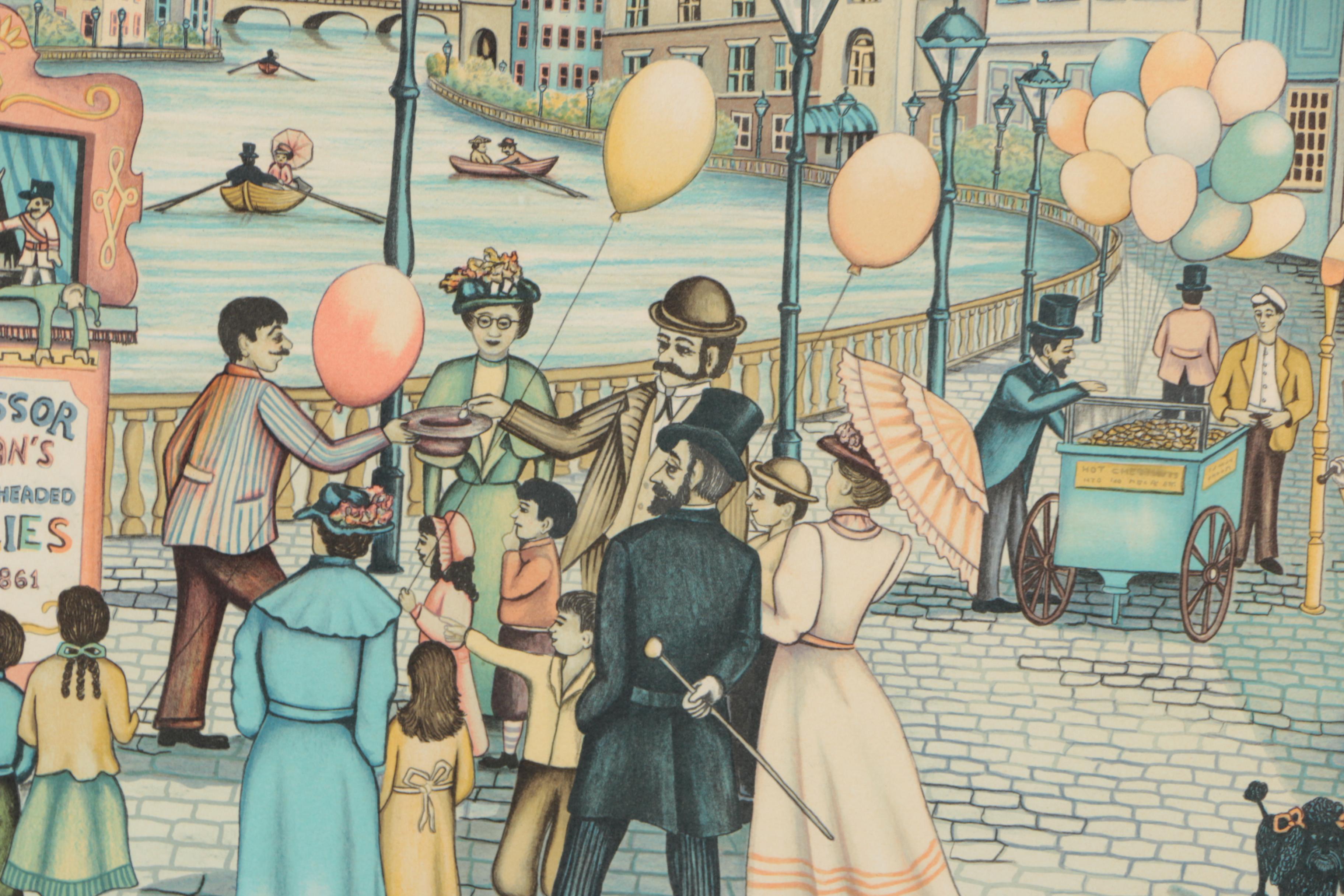 Ari Gradus Artist's Proof Color Lithograph "Puppet Show"