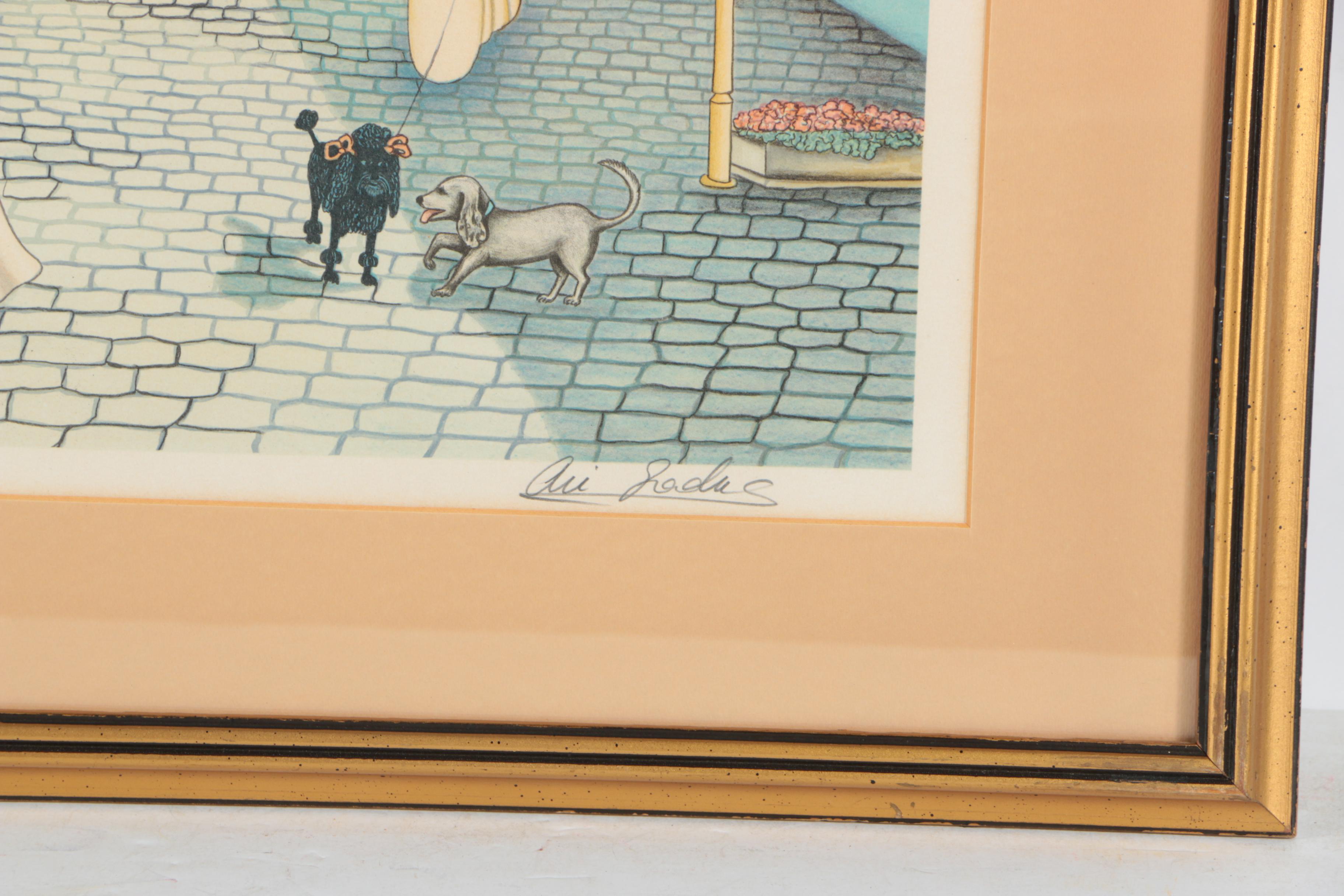 Ari Gradus Artist's Proof Color Lithograph "Puppet Show"