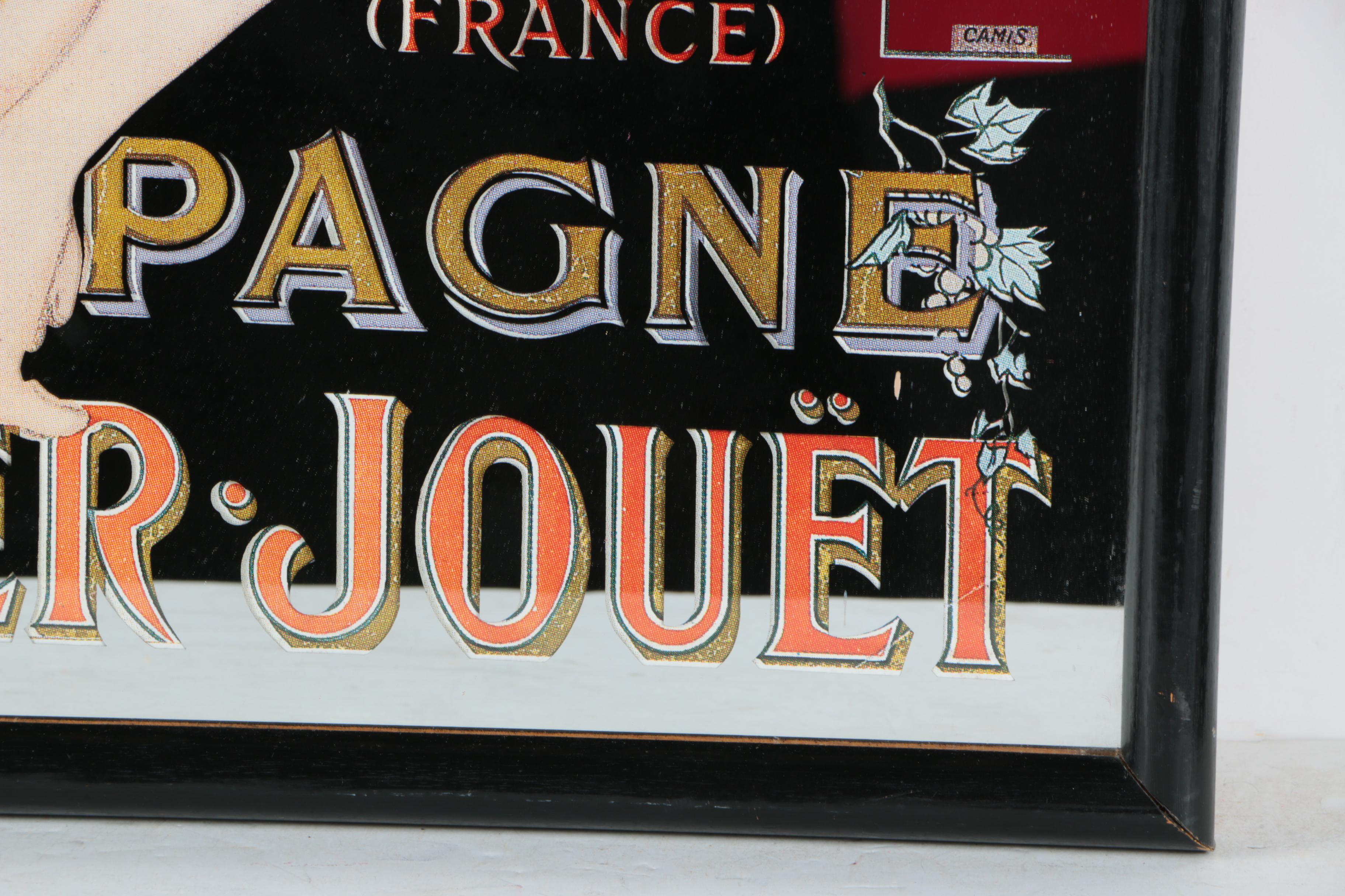 Art Nouveau Style Lithograph on Mirror Featuring Perrier Jouët