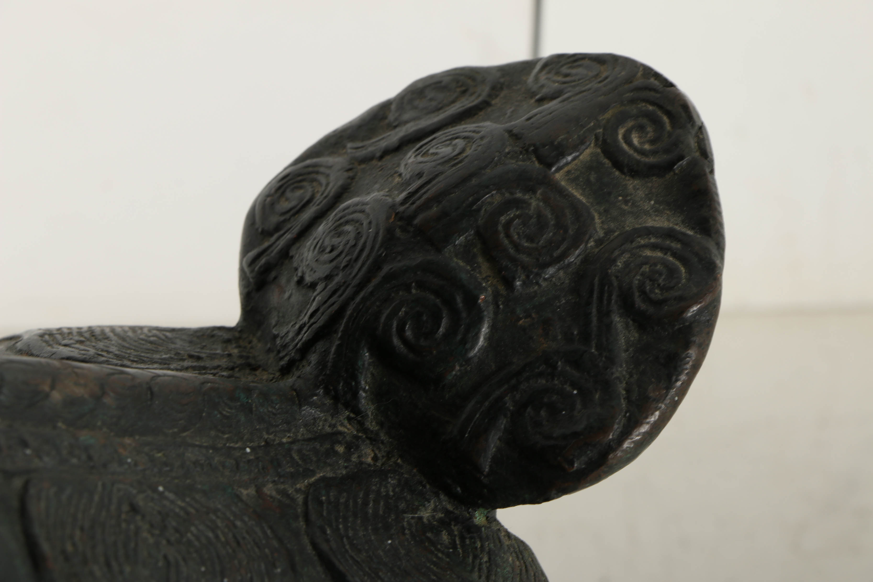 Vintage East Asian Leaded Copper Imperial Guardian Lion Sculptures