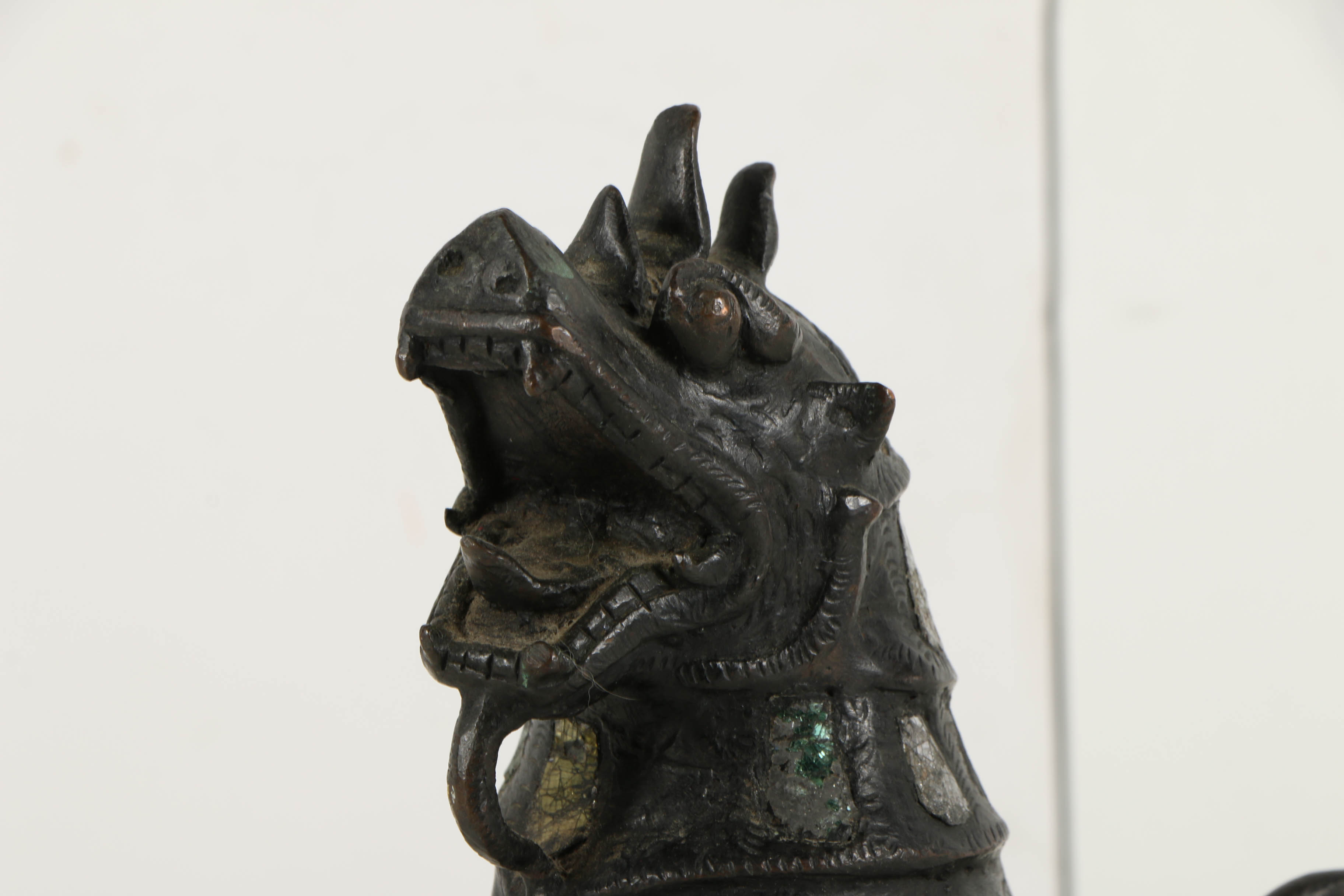 Vintage East Asian Leaded Copper Imperial Guardian Lion Sculptures