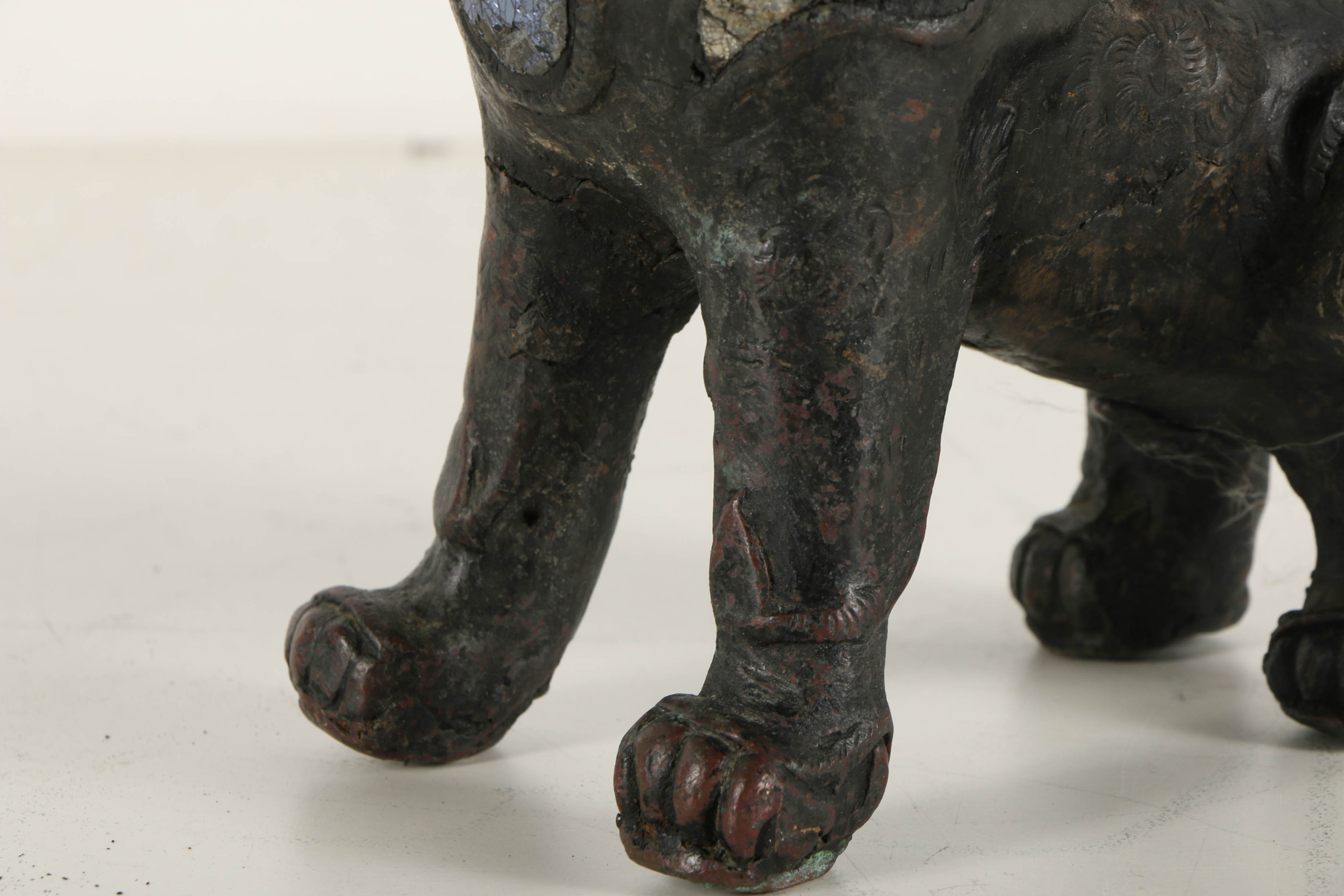 Vintage East Asian Leaded Copper Imperial Guardian Lion Sculptures