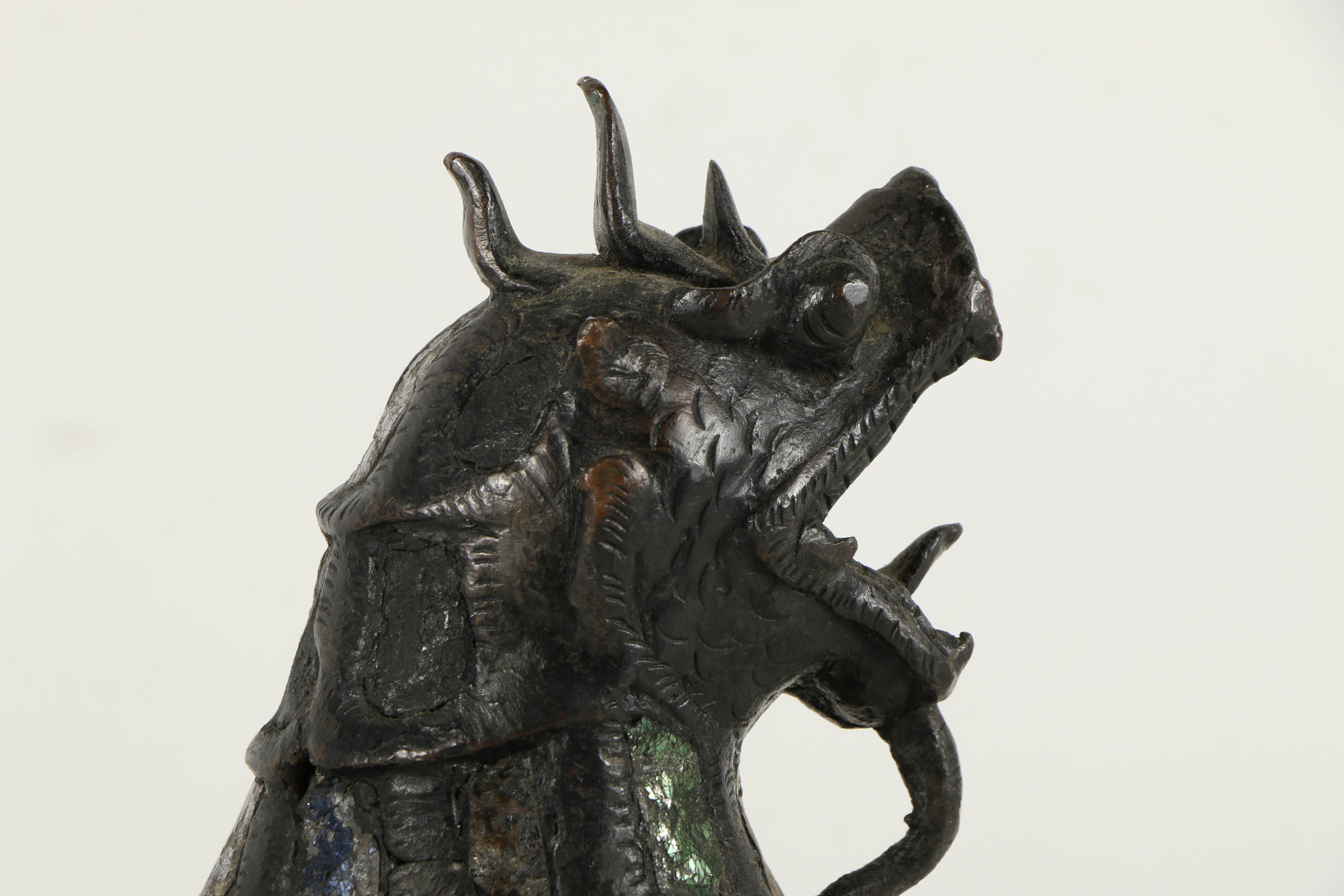 Vintage East Asian Leaded Copper Imperial Guardian Lion Sculptures