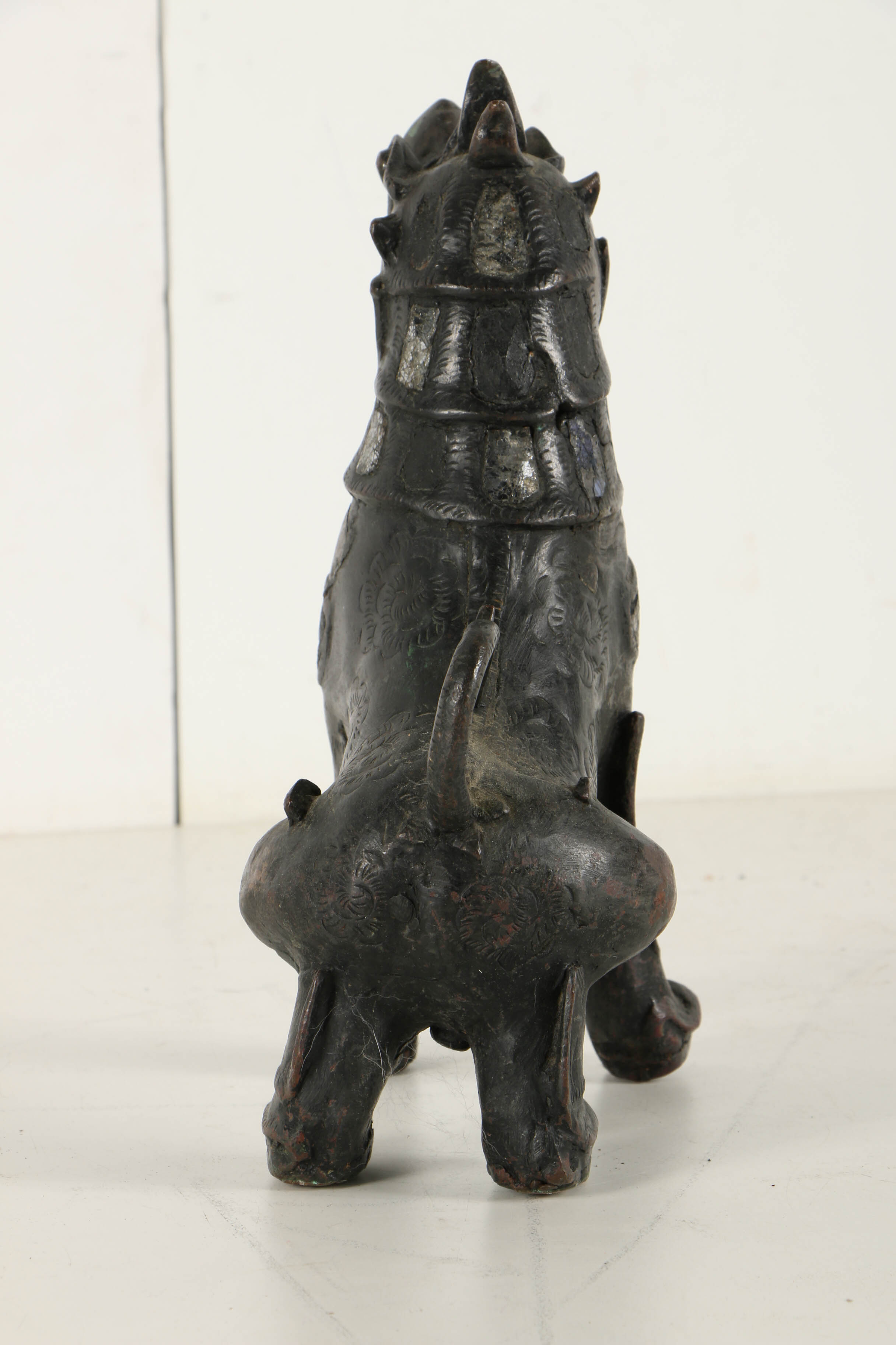 Vintage East Asian Leaded Copper Imperial Guardian Lion Sculptures