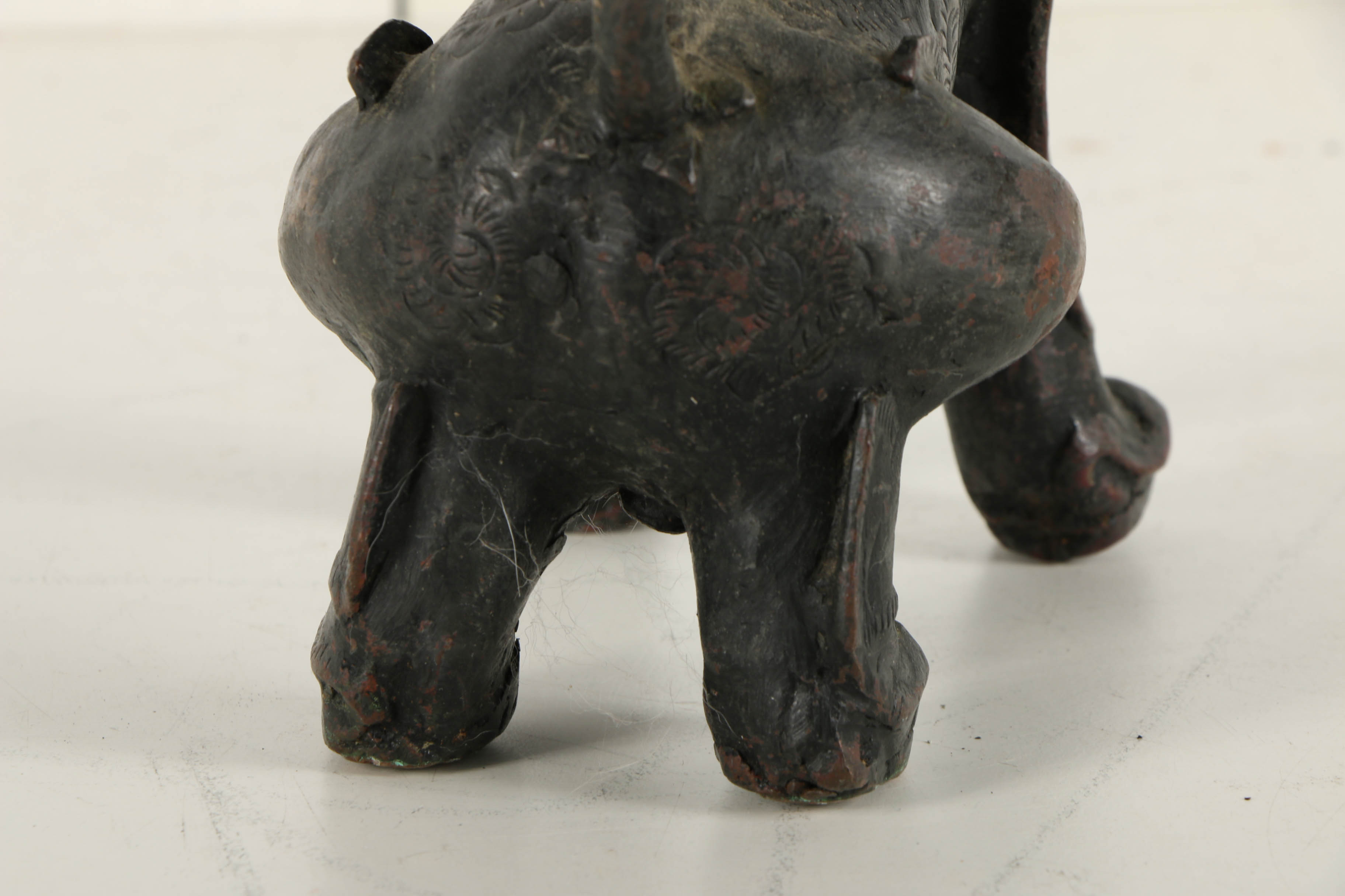 Vintage East Asian Leaded Copper Imperial Guardian Lion Sculptures