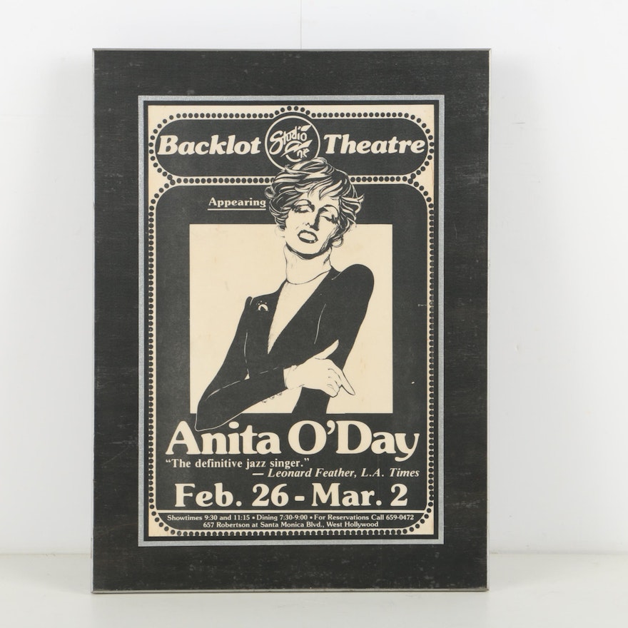 Backlot Theatre Poster for Anita O'Day Performance