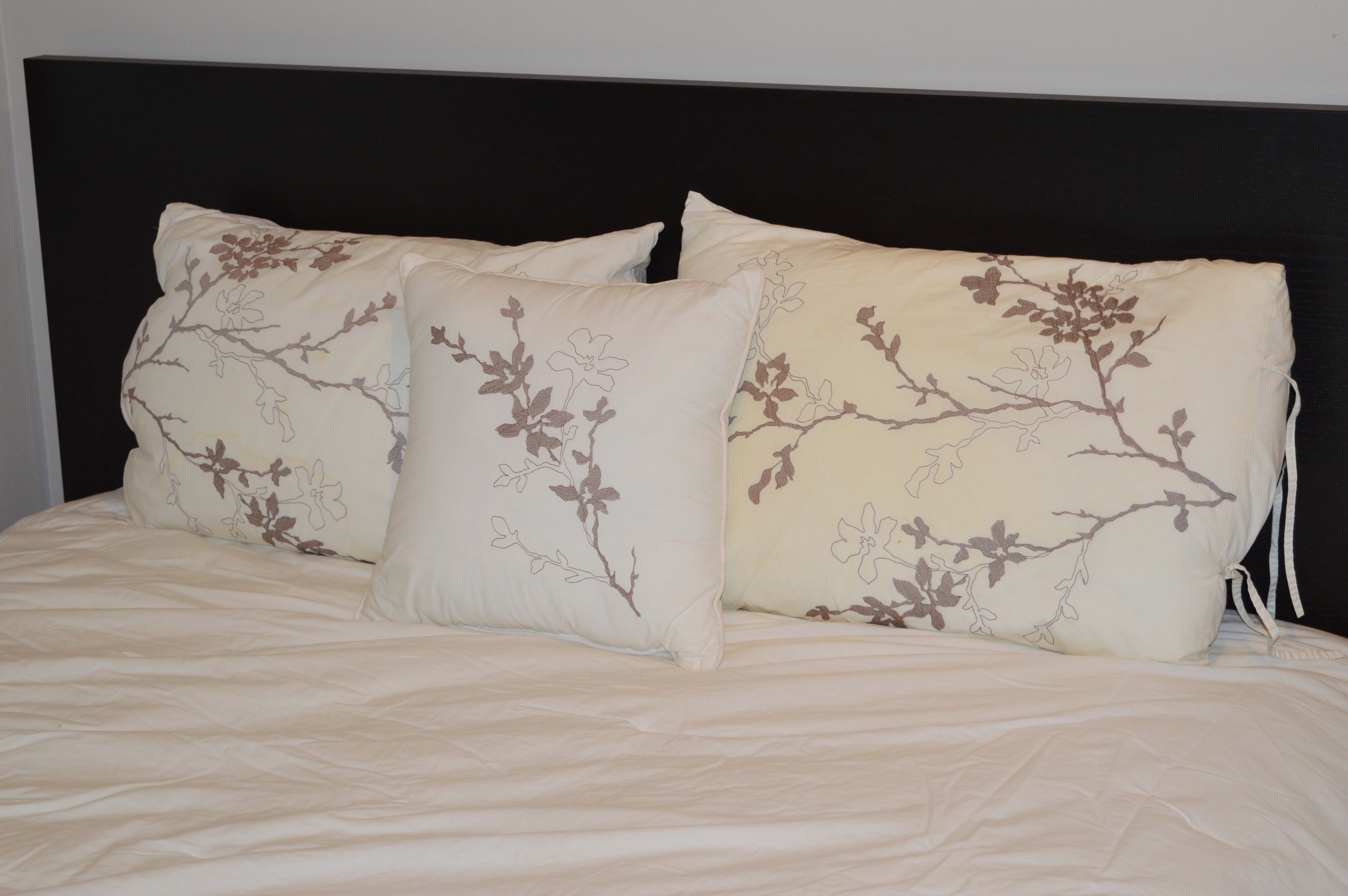 Ikea "Luroy" Queen Bed Frame with Storage and Bedding Ensemble