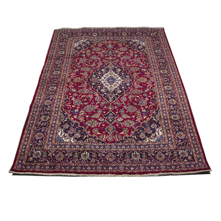 Vintage Hand-Knotted Persian Kashan Rug