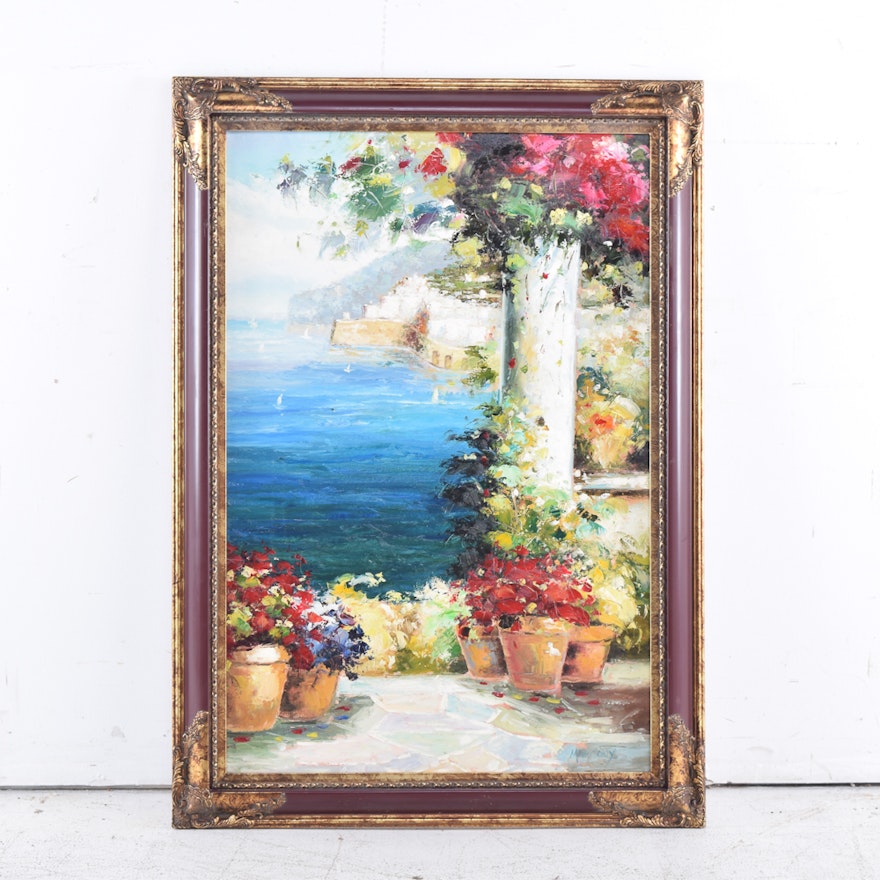 Marcoux Oil Painting on Canvas of Amalfi Coast Landscape