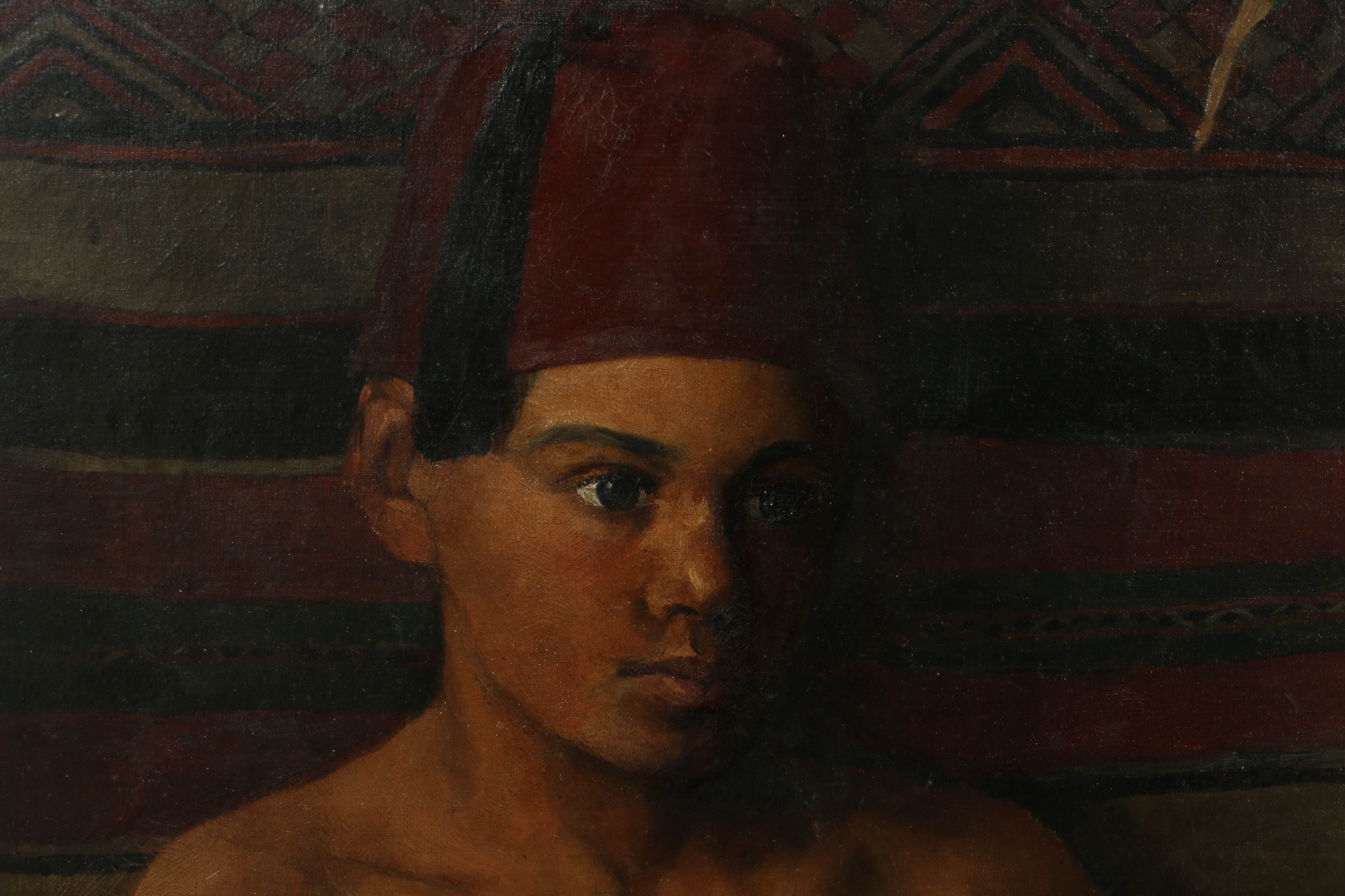 Monumental Edward K. Foote Oil on Canvas "Market Boy", with Cincinnati History