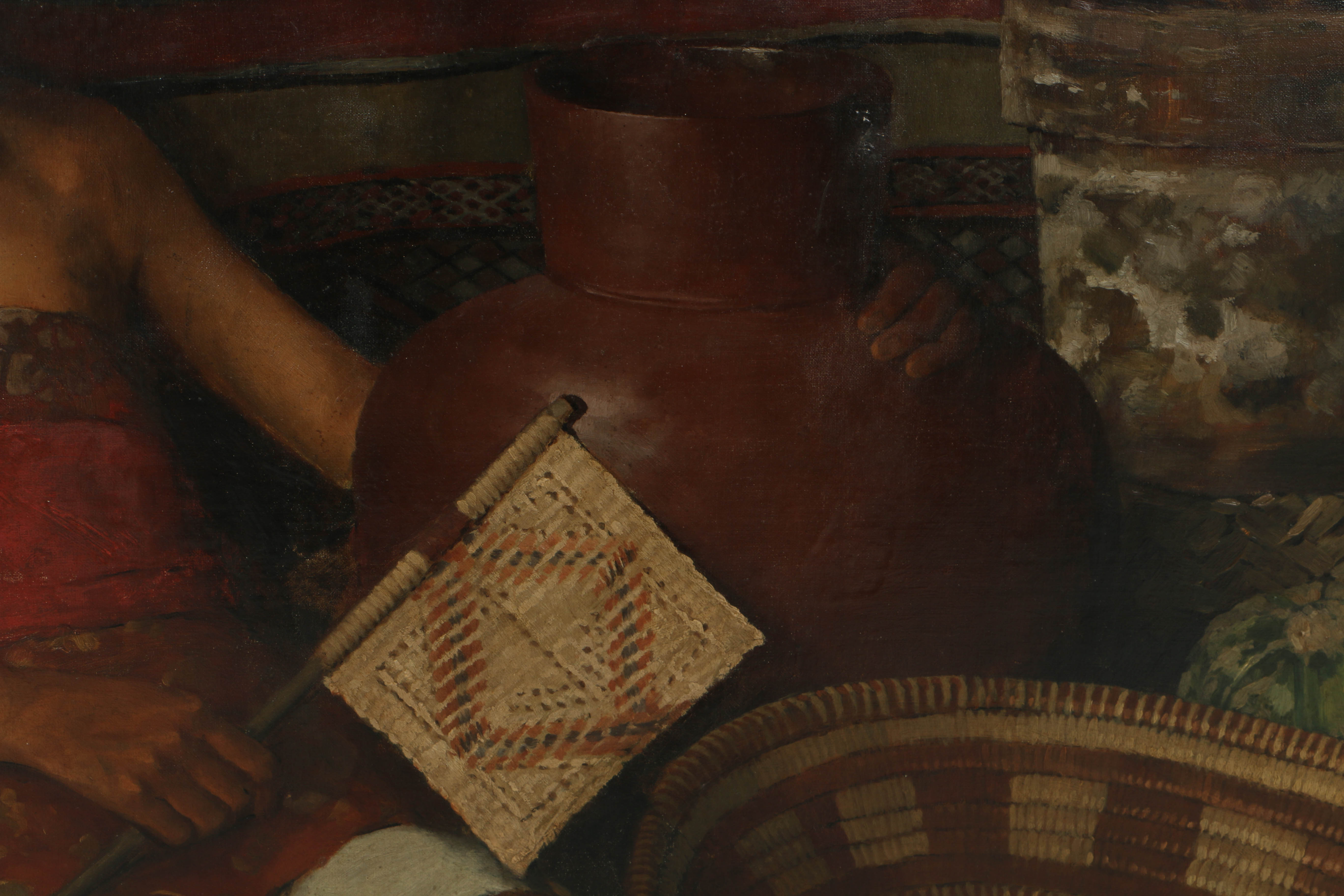 Monumental Edward K. Foote Oil on Canvas "Market Boy", with Cincinnati History