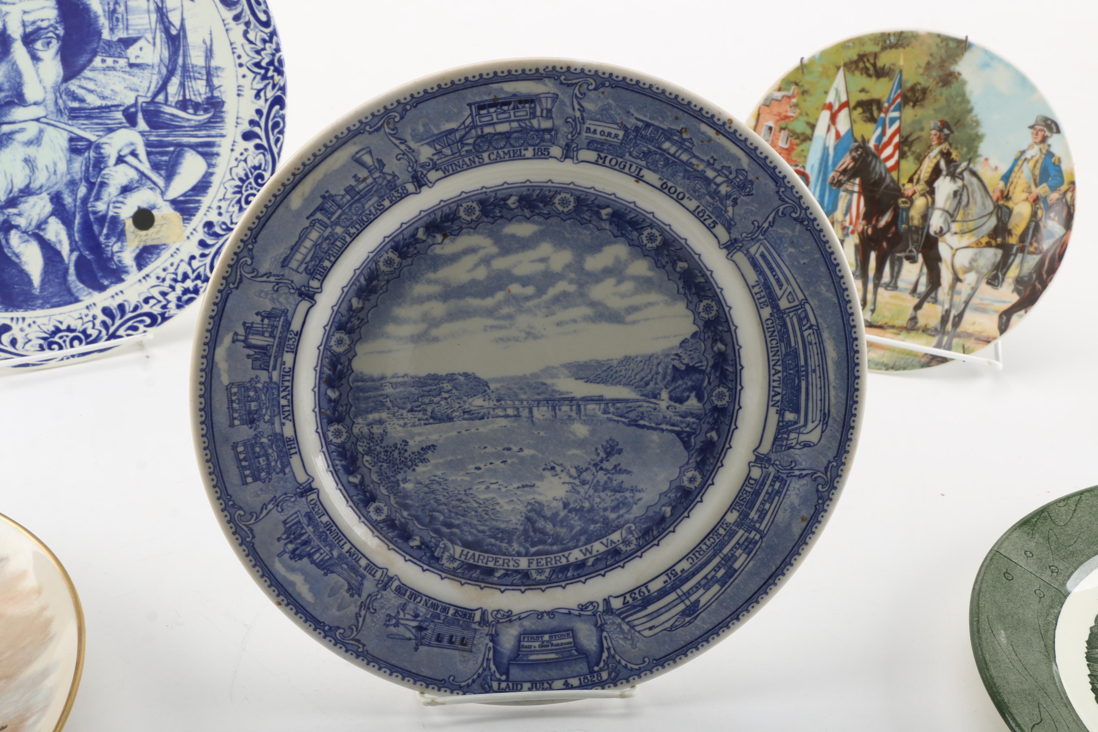 American Colonial Theme Plates with Gorham and Delft