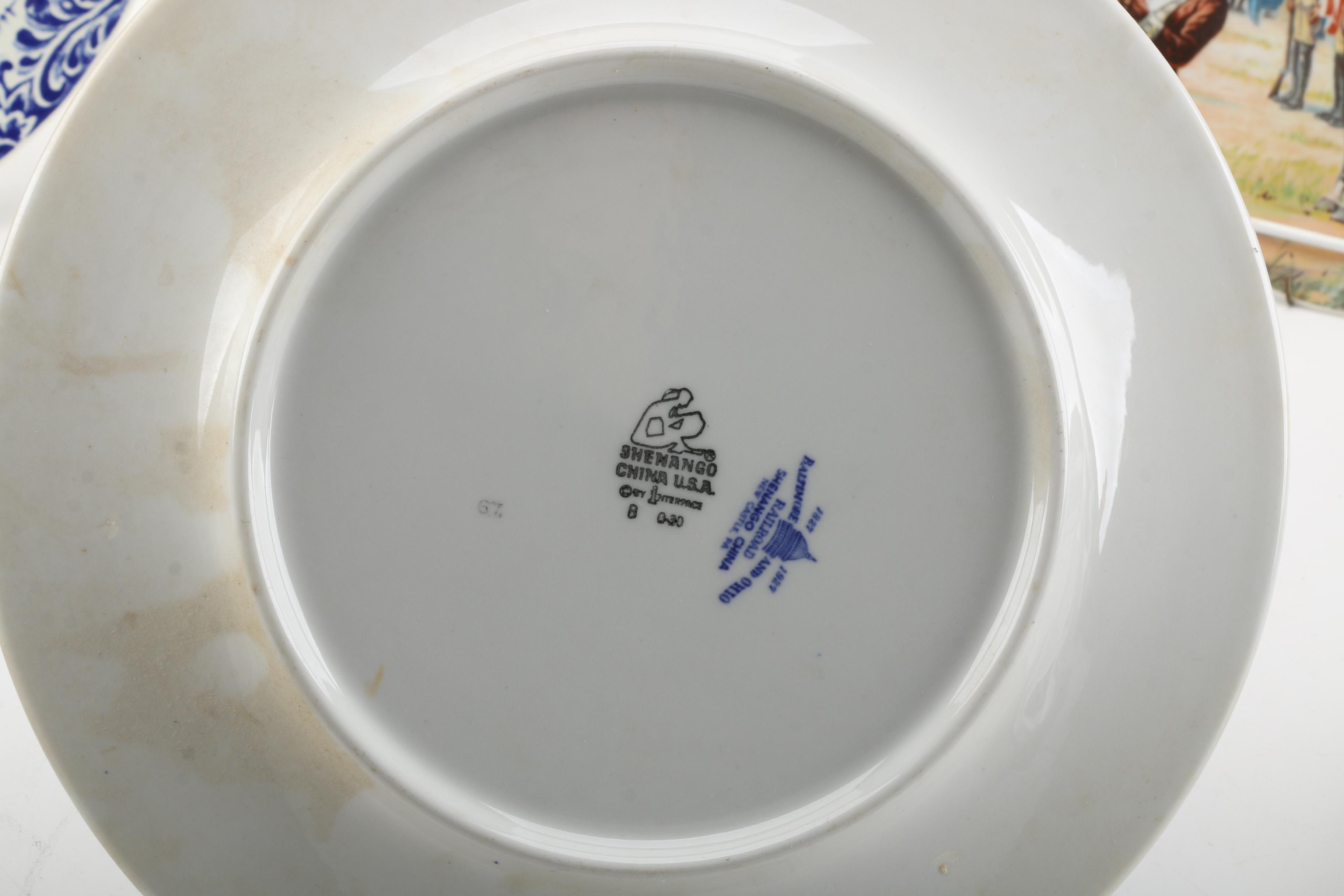 American Colonial Theme Plates with Gorham and Delft