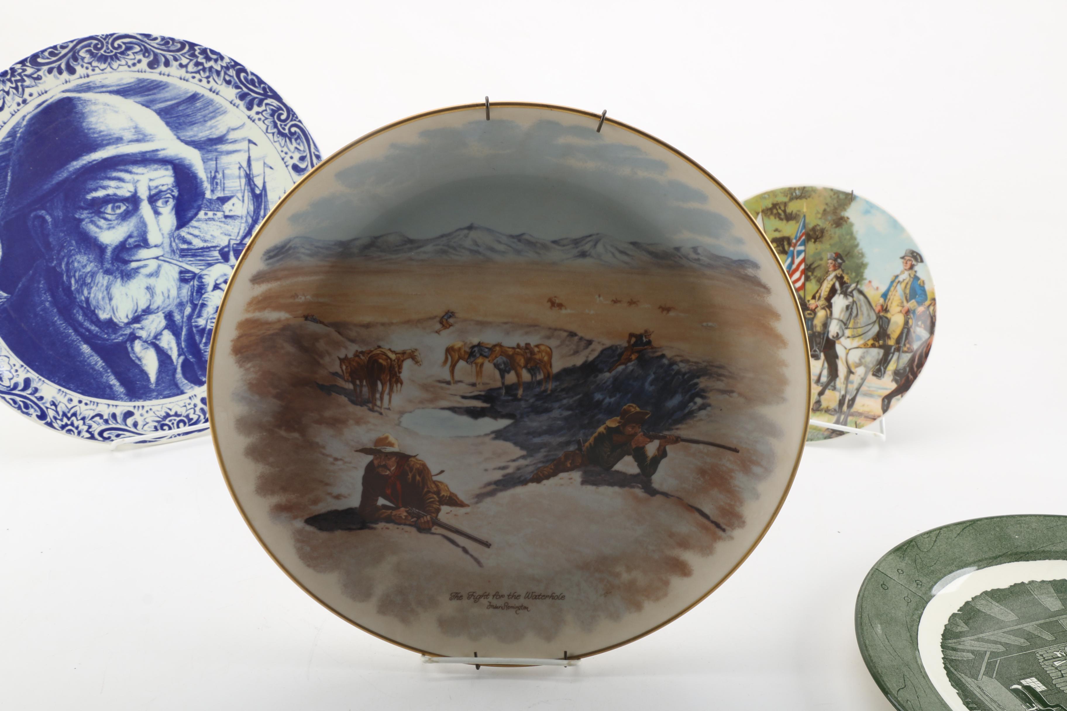 American Colonial Theme Plates with Gorham and Delft