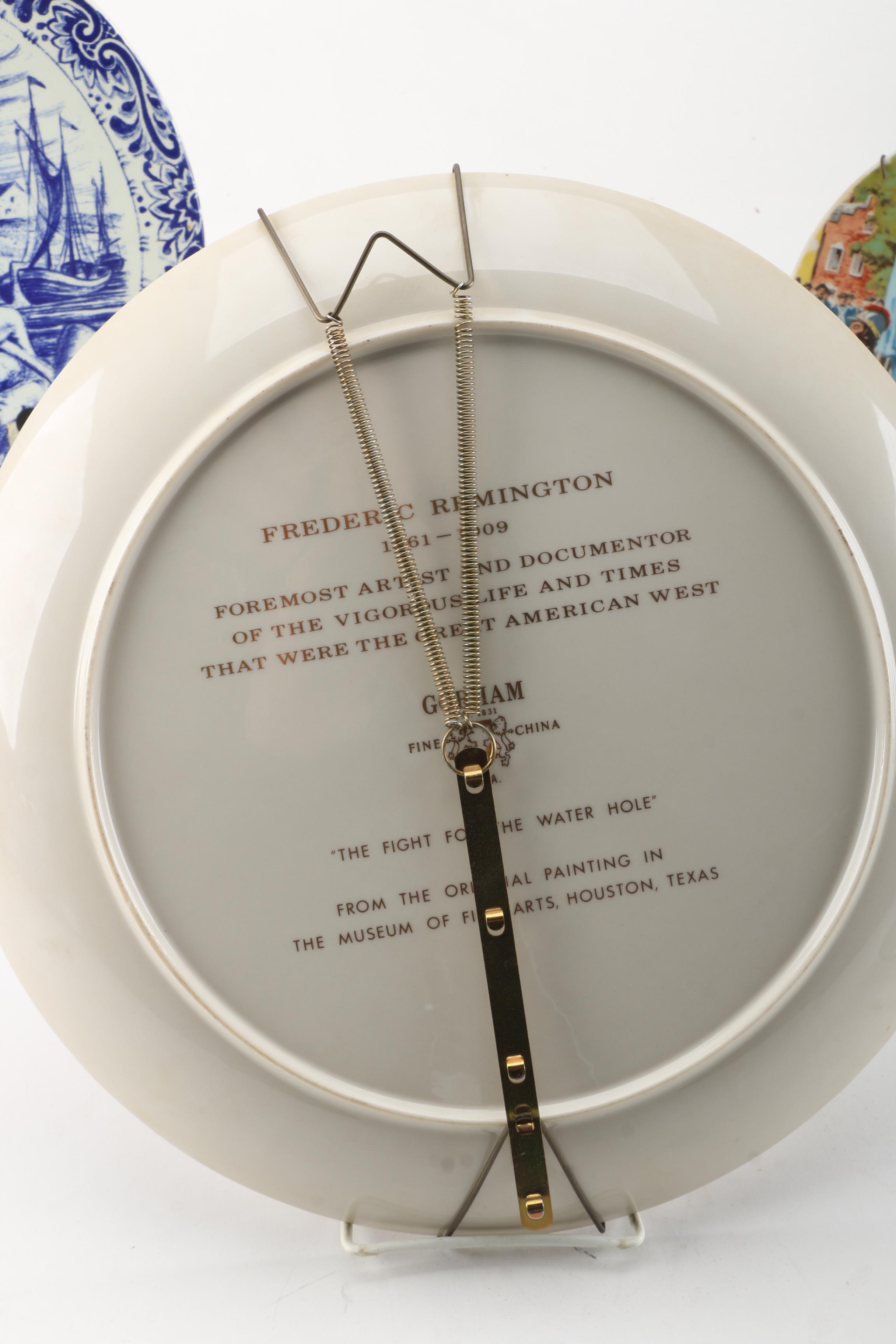 American Colonial Theme Plates with Gorham and Delft