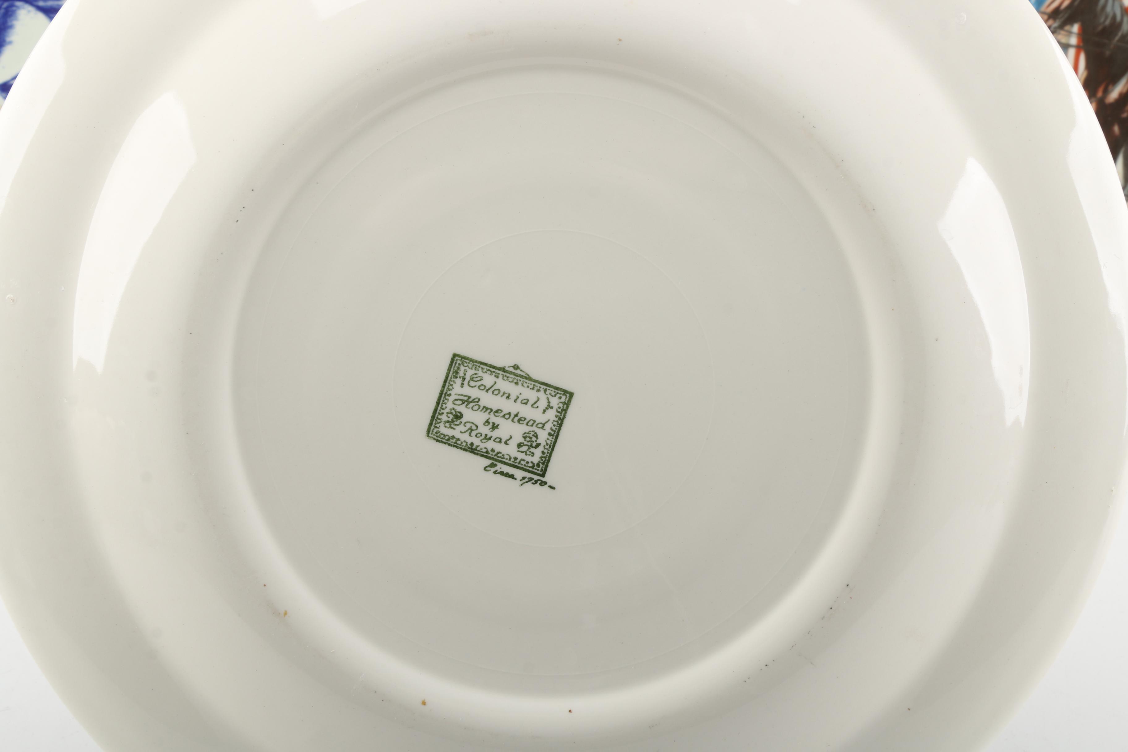 American Colonial Theme Plates with Gorham and Delft