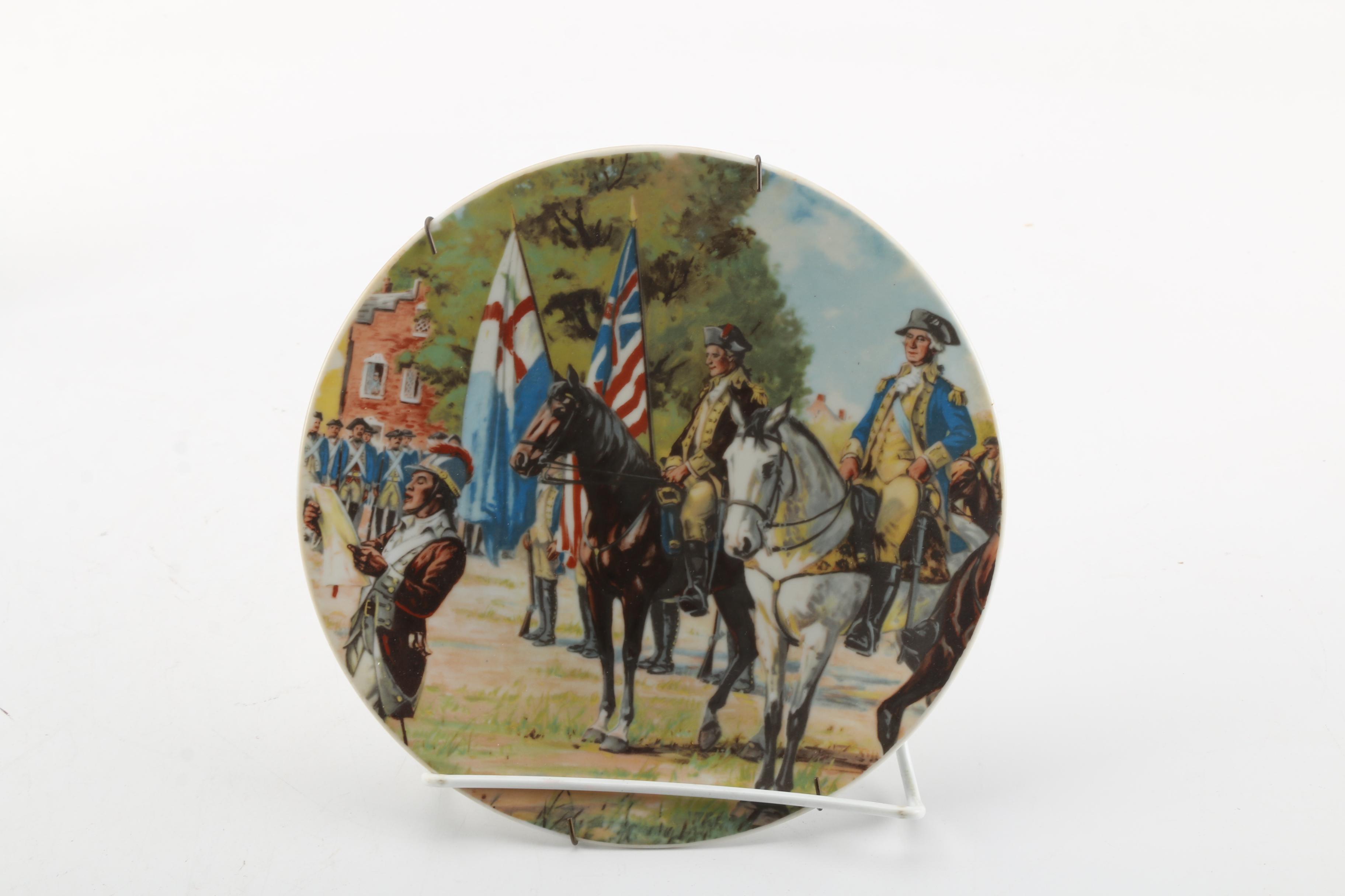 American Colonial Theme Plates with Gorham and Delft