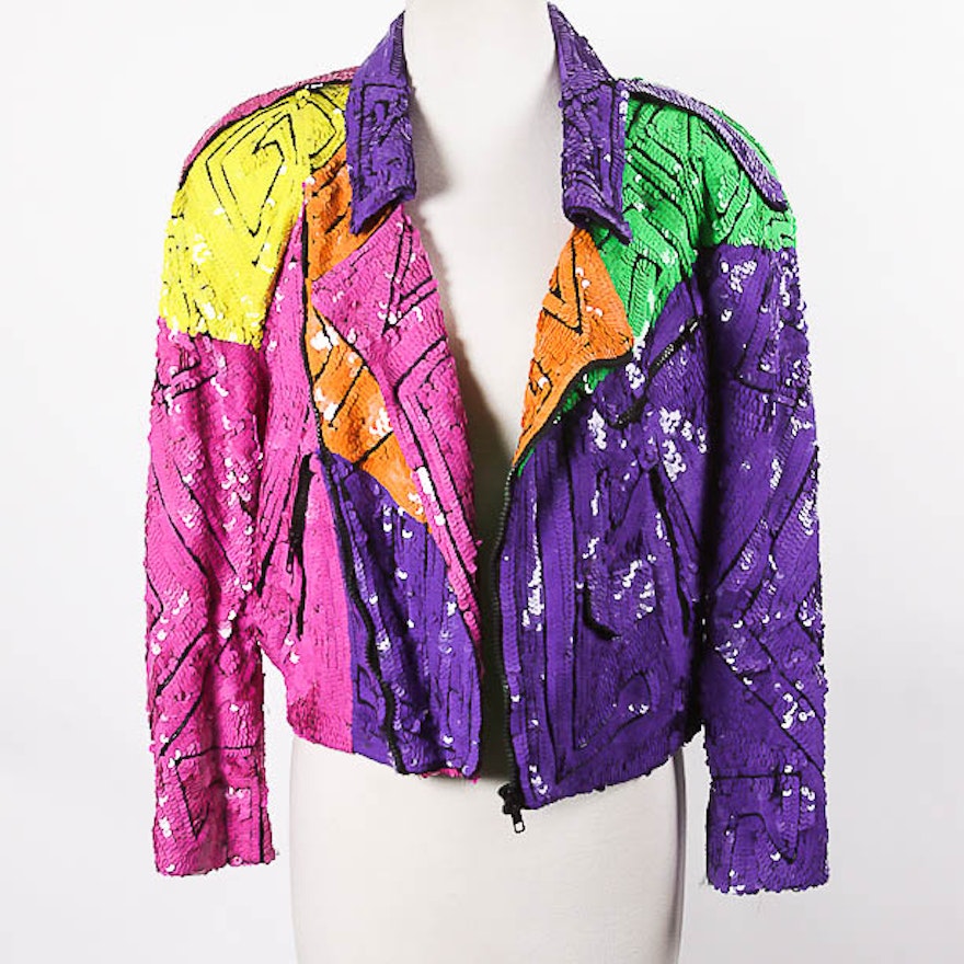 Women's Vintage Modi Silk and Sequin Jacket