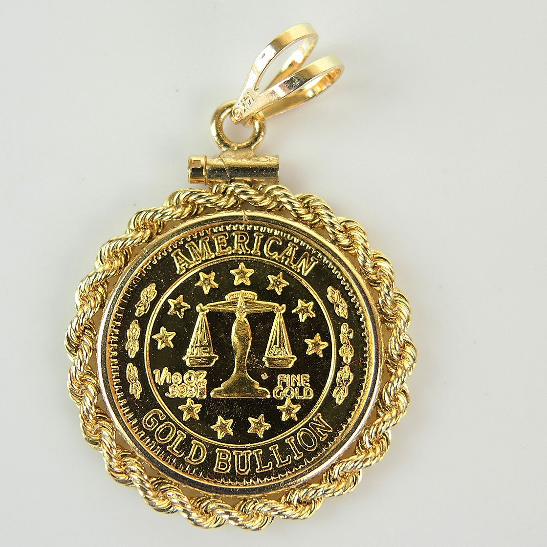 14K Bezel Pendant with Fine Gold American Bullion Round