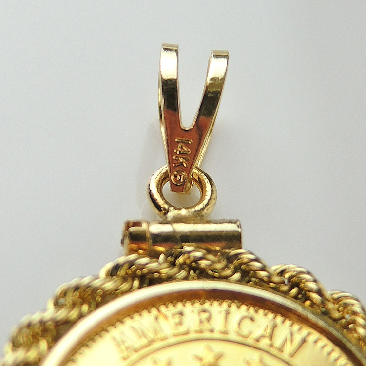 14K Bezel Pendant with Fine Gold American Bullion Round