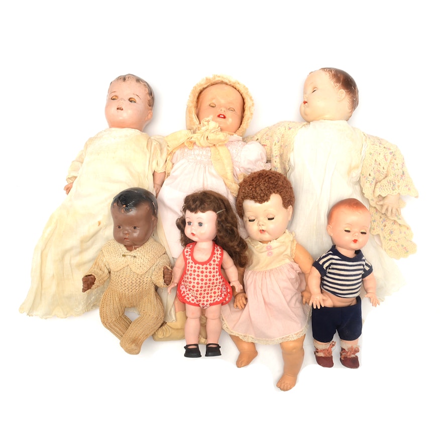 Group of Vintage Composition and Hard Plastic Dolls