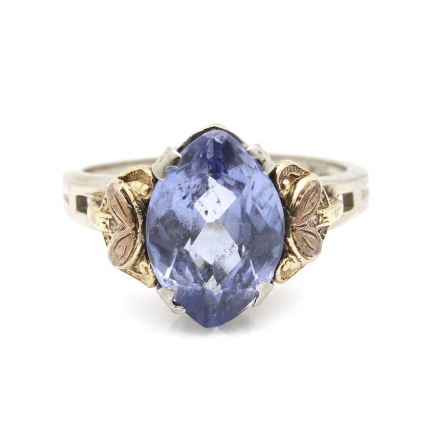 10K and 14K Mixed Metal Sapphire Ring