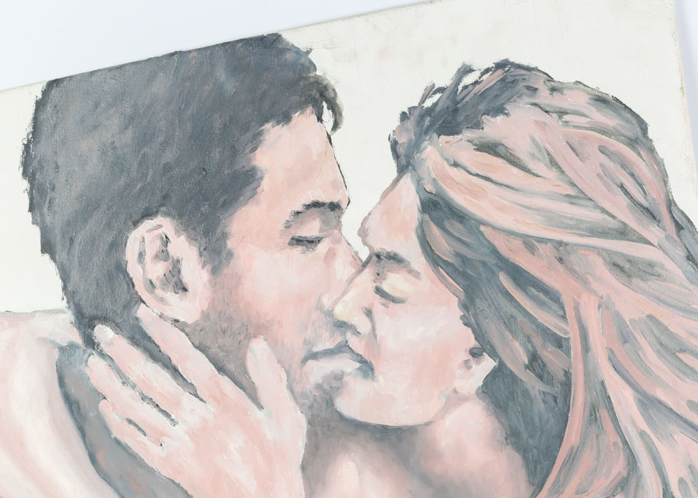 Jerry McQuay Acrylic Painting on Canvas "Lip Lust"