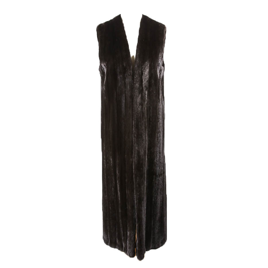 Long Brown Mink Fur Vest
