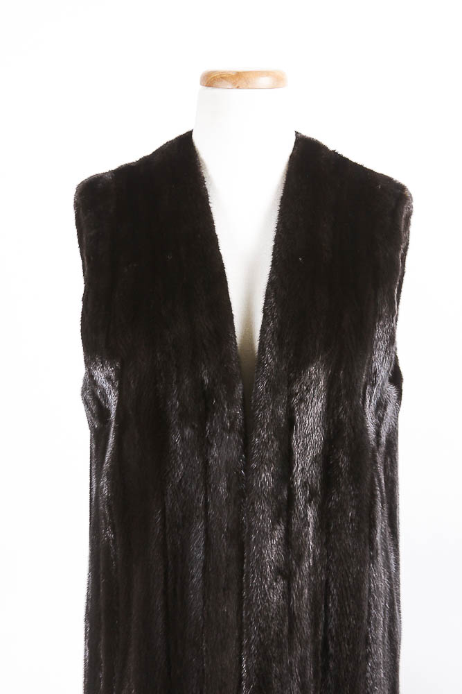 Long Brown Mink Fur Vest
