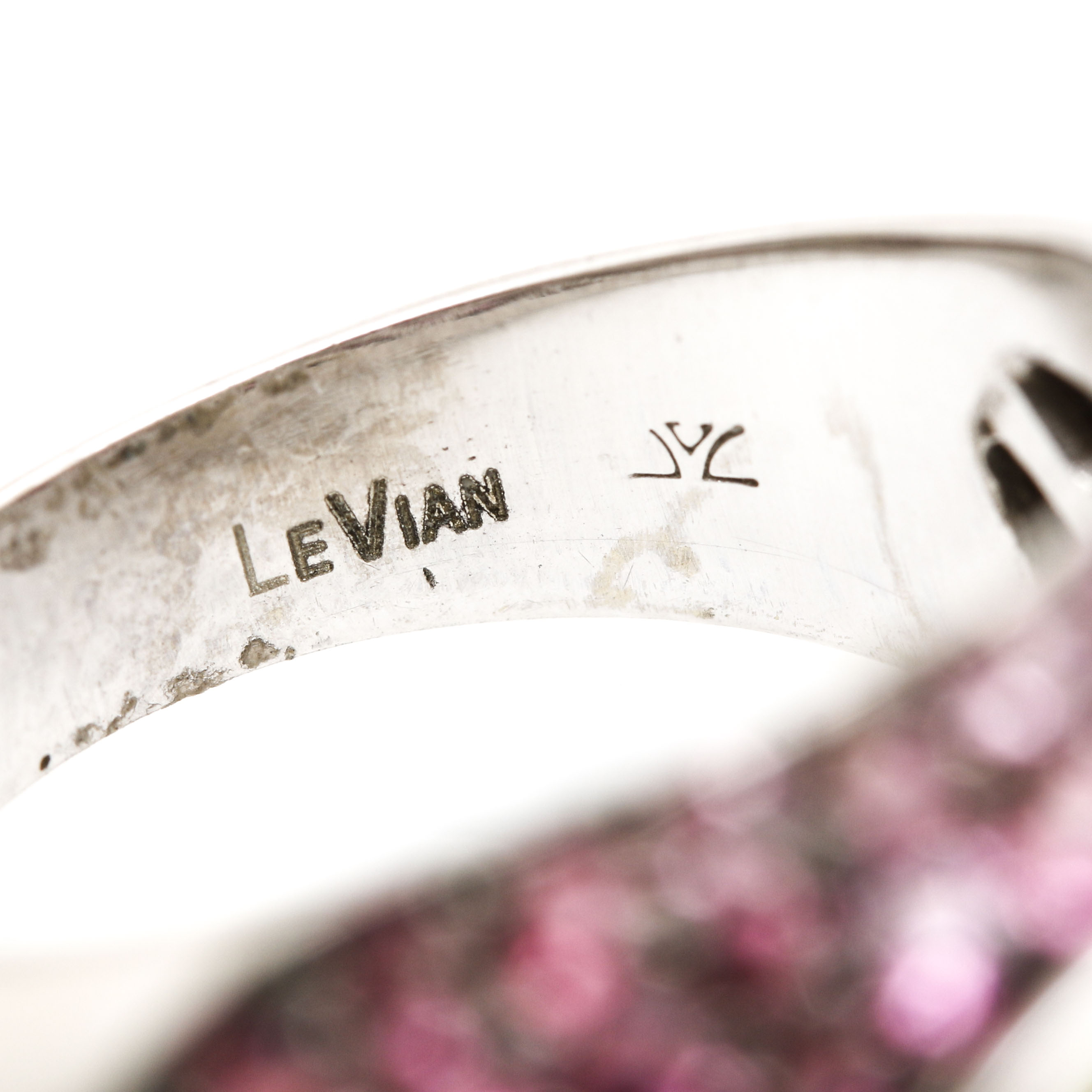 LeVian 14K White Gold Peridot and Pink Tourmaline Ring