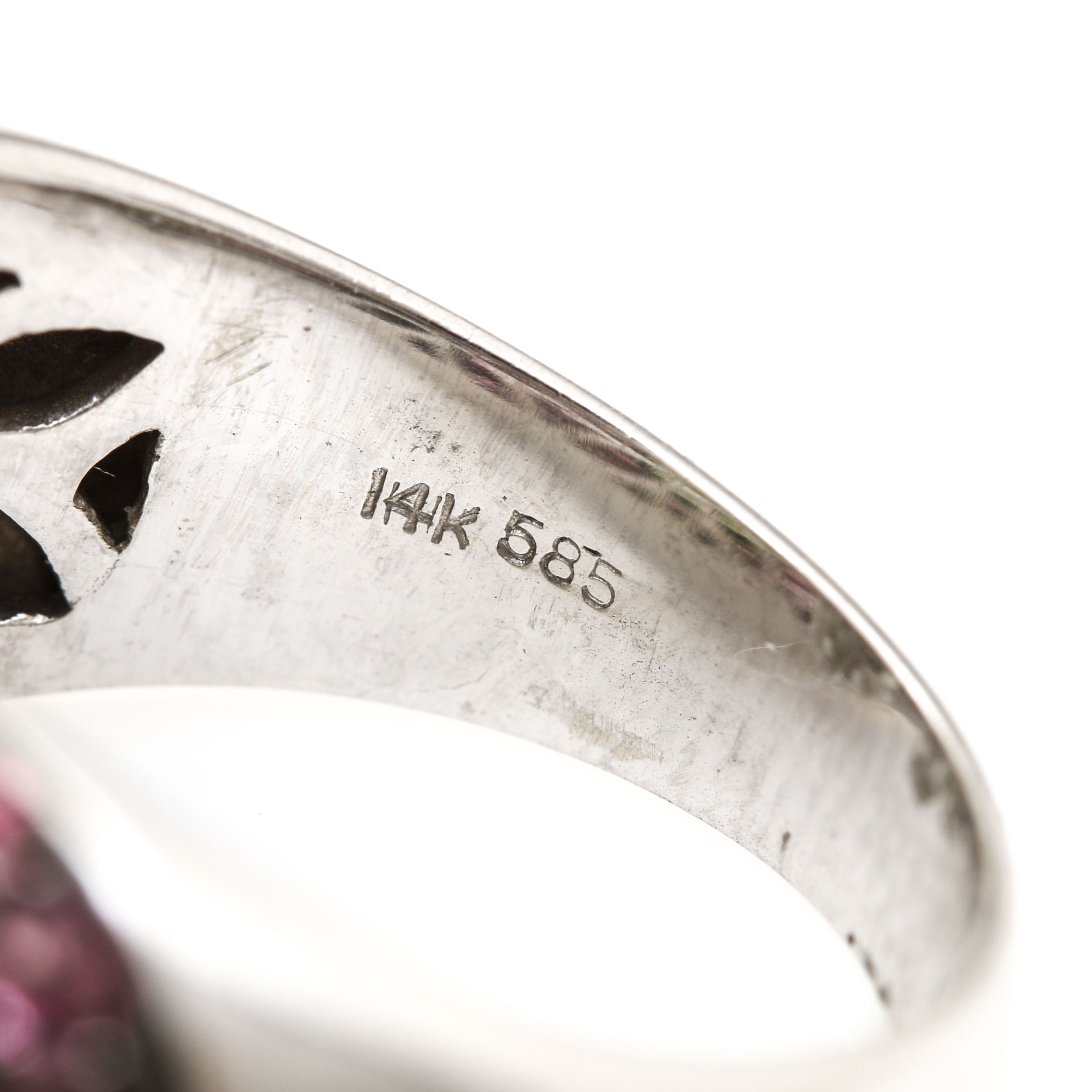 LeVian 14K White Gold Peridot and Pink Tourmaline Ring