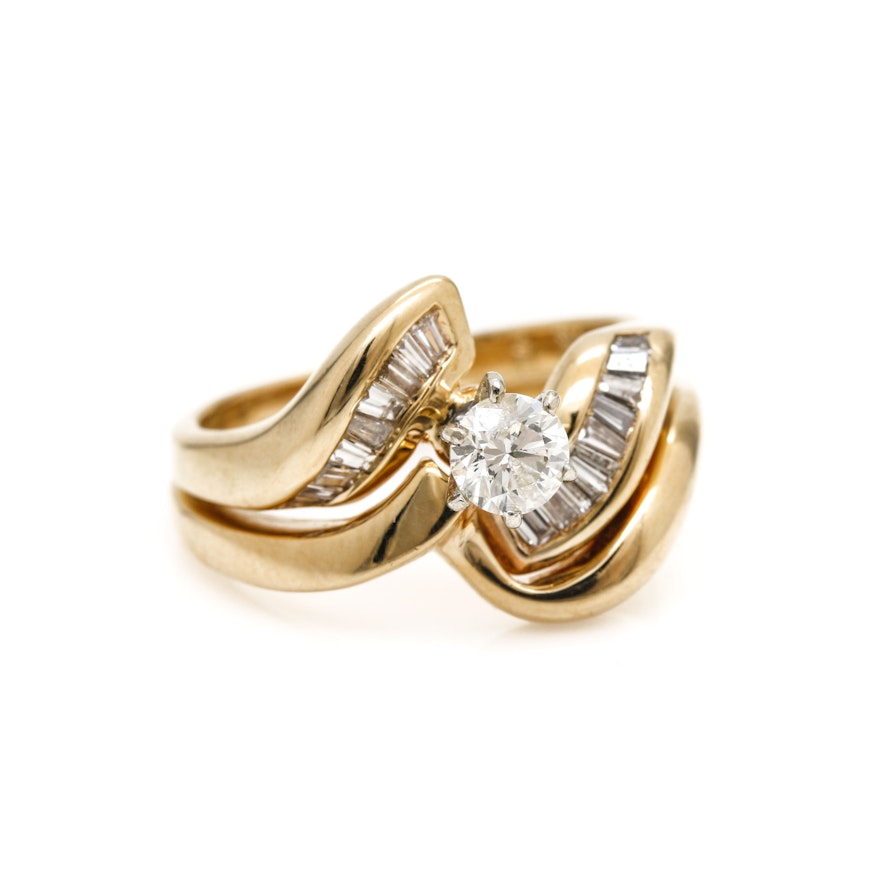 14K Yellow Gold Diamond Bridal Ring Set