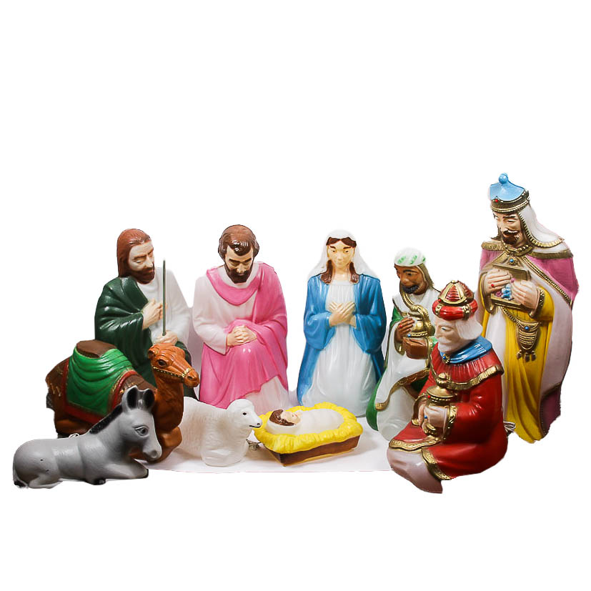 Large Outdoor Light-Up Plastic Nativity Scene