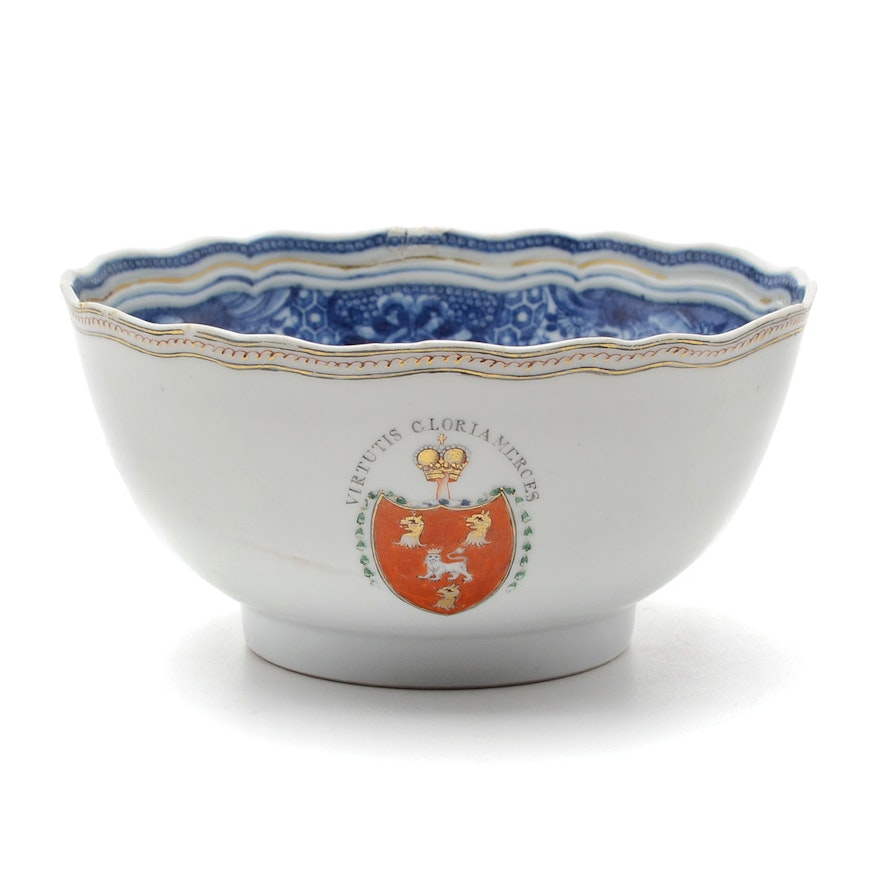 18th Century Chinese Qing Dynasty Export Bowl with Robertson Family Crest