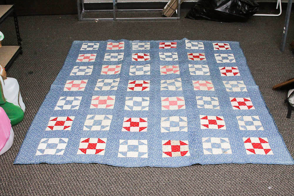 Vintage Hand-Stitched Cotton Patchwork Quilt