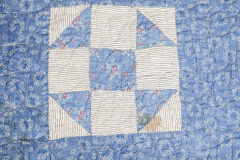 Vintage Hand-Stitched Cotton Patchwork Quilt