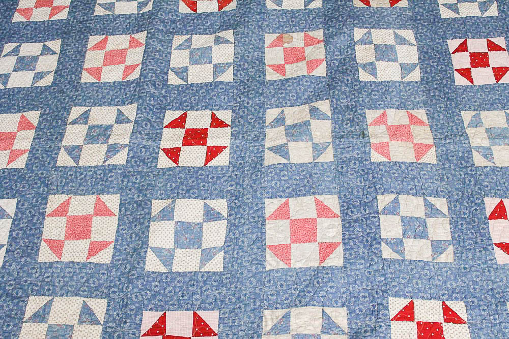 Vintage Hand-Stitched Cotton Patchwork Quilt