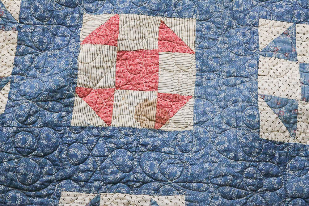 Vintage Hand-Stitched Cotton Patchwork Quilt