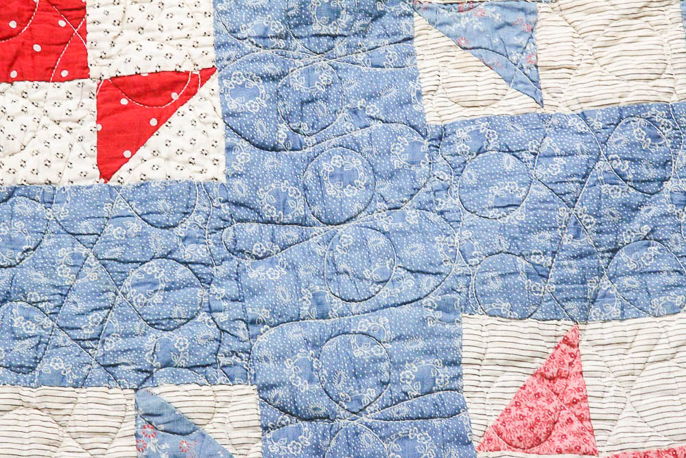 Vintage Hand-Stitched Cotton Patchwork Quilt