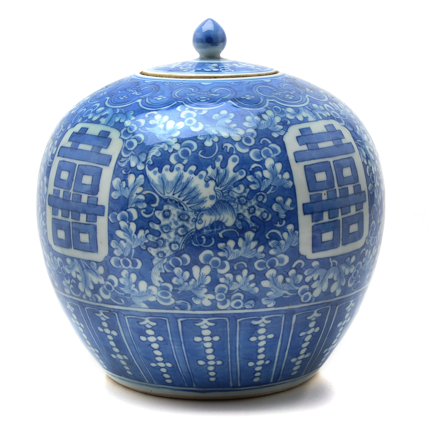 Qing Dynasty Blue and White Porcelain Covered Jar