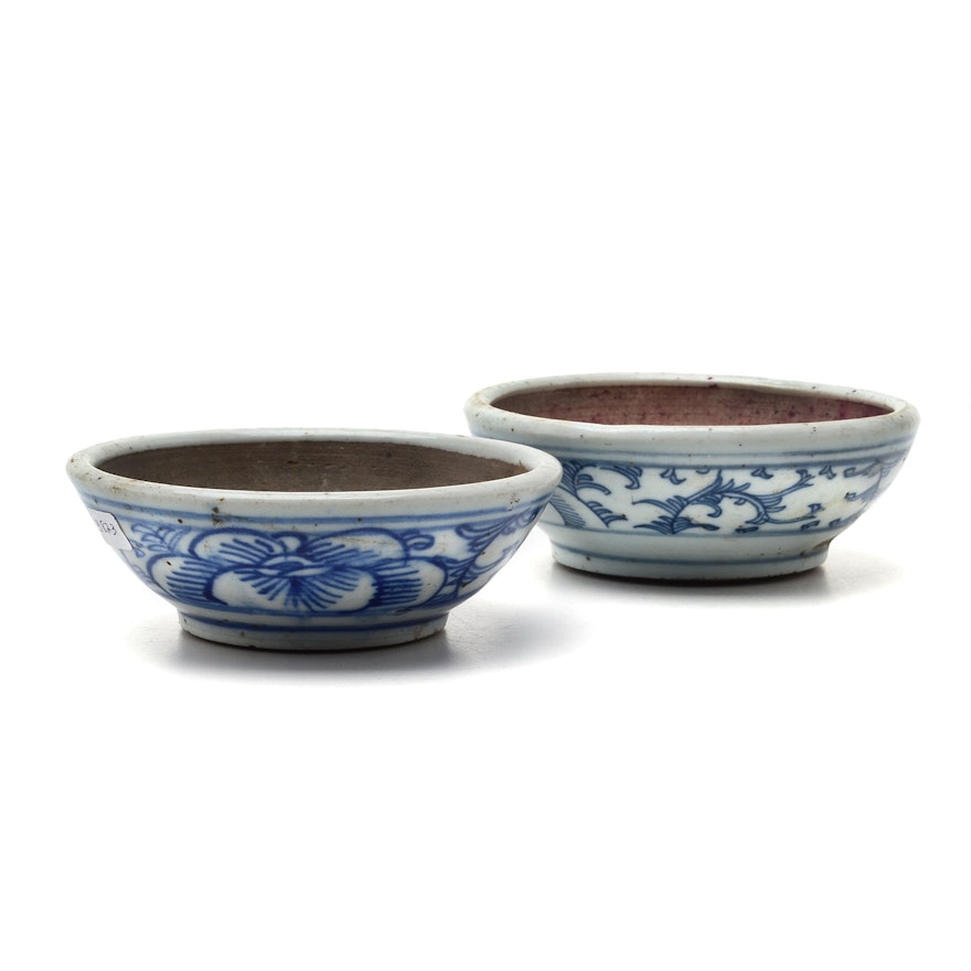 Pair of Qing Dynasty Blue and White Stoneware Bowls