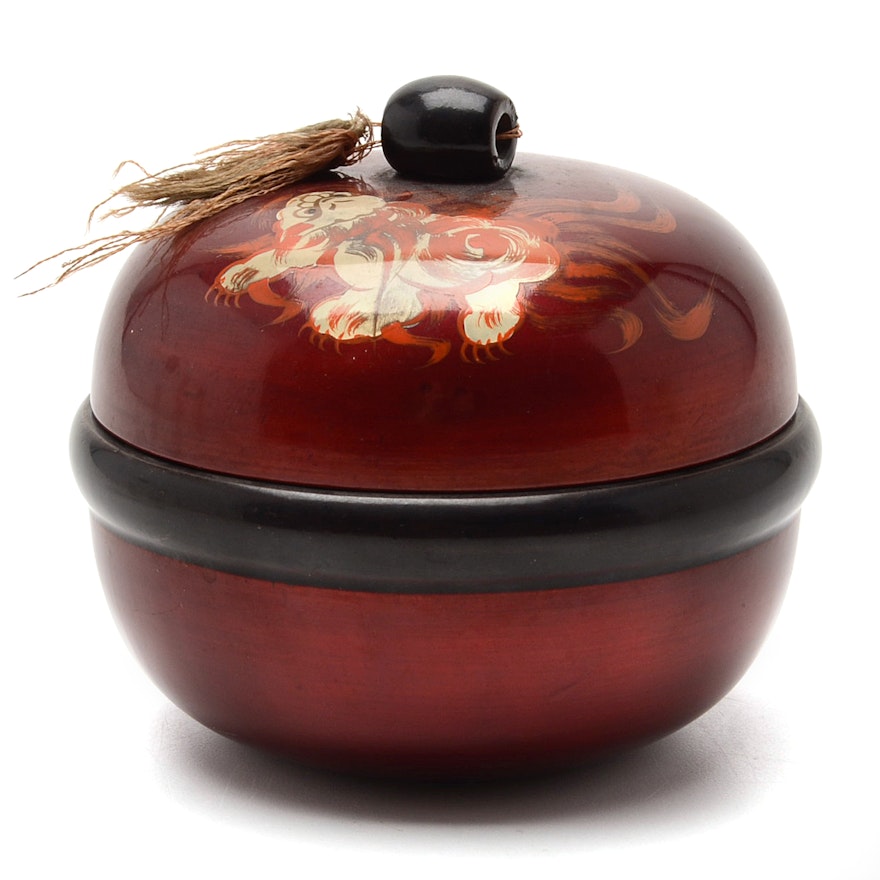 Taishō Period Red Lacquer Container